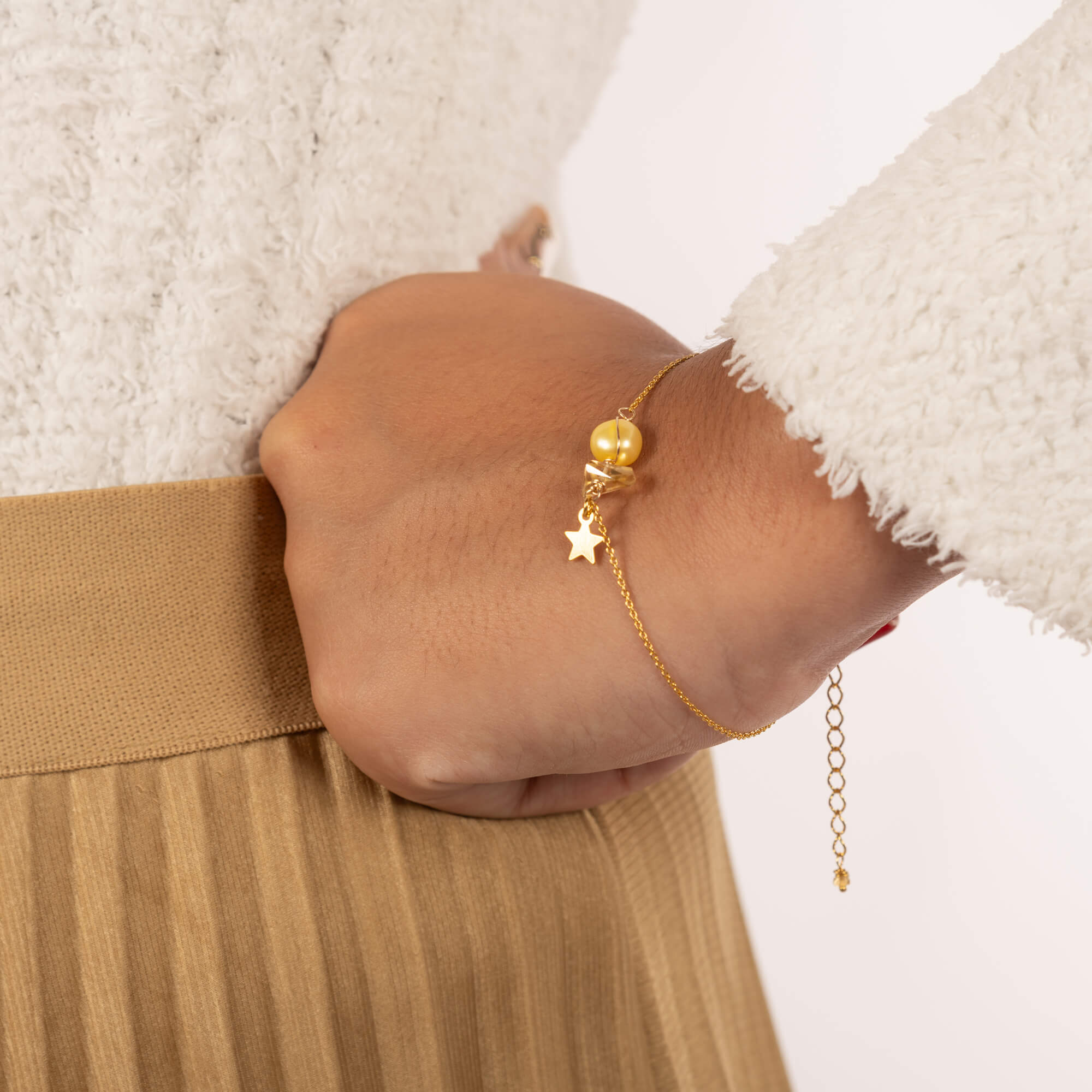 Chique lange oorbellen Citrien, Parels & Swarovski Oorbellen - Jewels with Flair