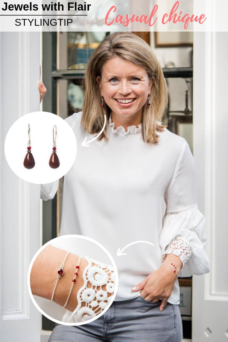 Handgemaakte zilveren sieraden in bordeaux rood van Jewels with Flair.