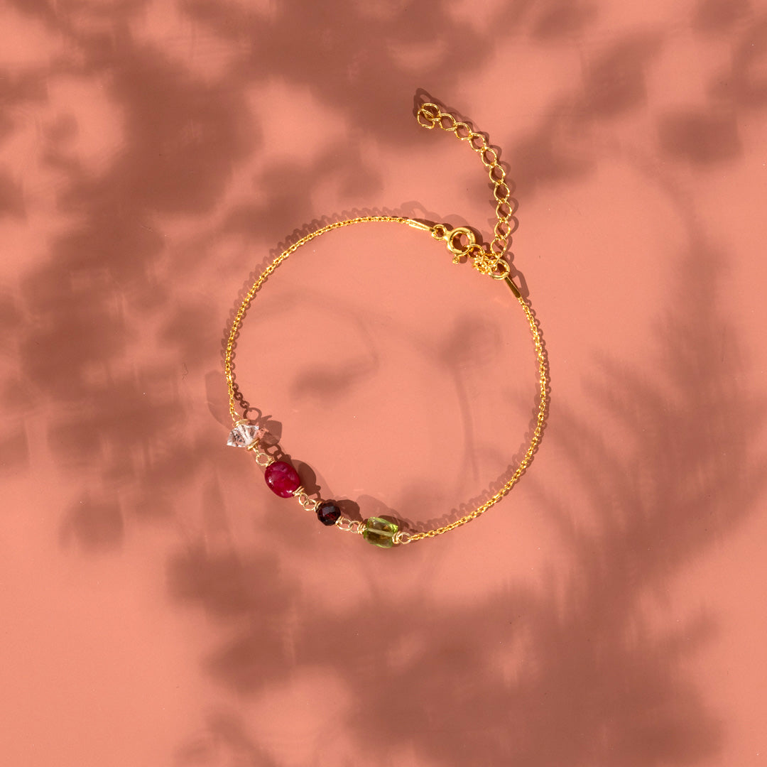 Maatwerk geboortesteenarmband met zilveren schakels en edelstenen naar keuze, uniek Moederdagcadeau