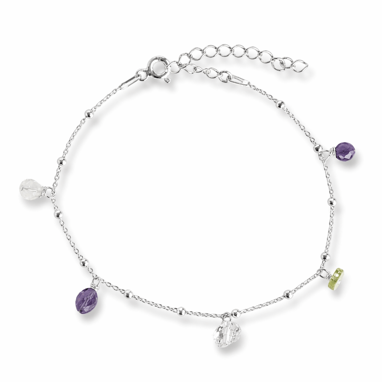 Geboortesteen bedel armband met echte edelstenen