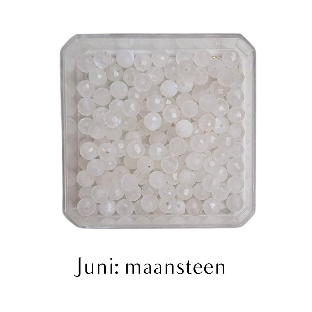 geboortesteen van juni: maansteen ten behoeve van geboortesteen armband om zelf samen te stellen