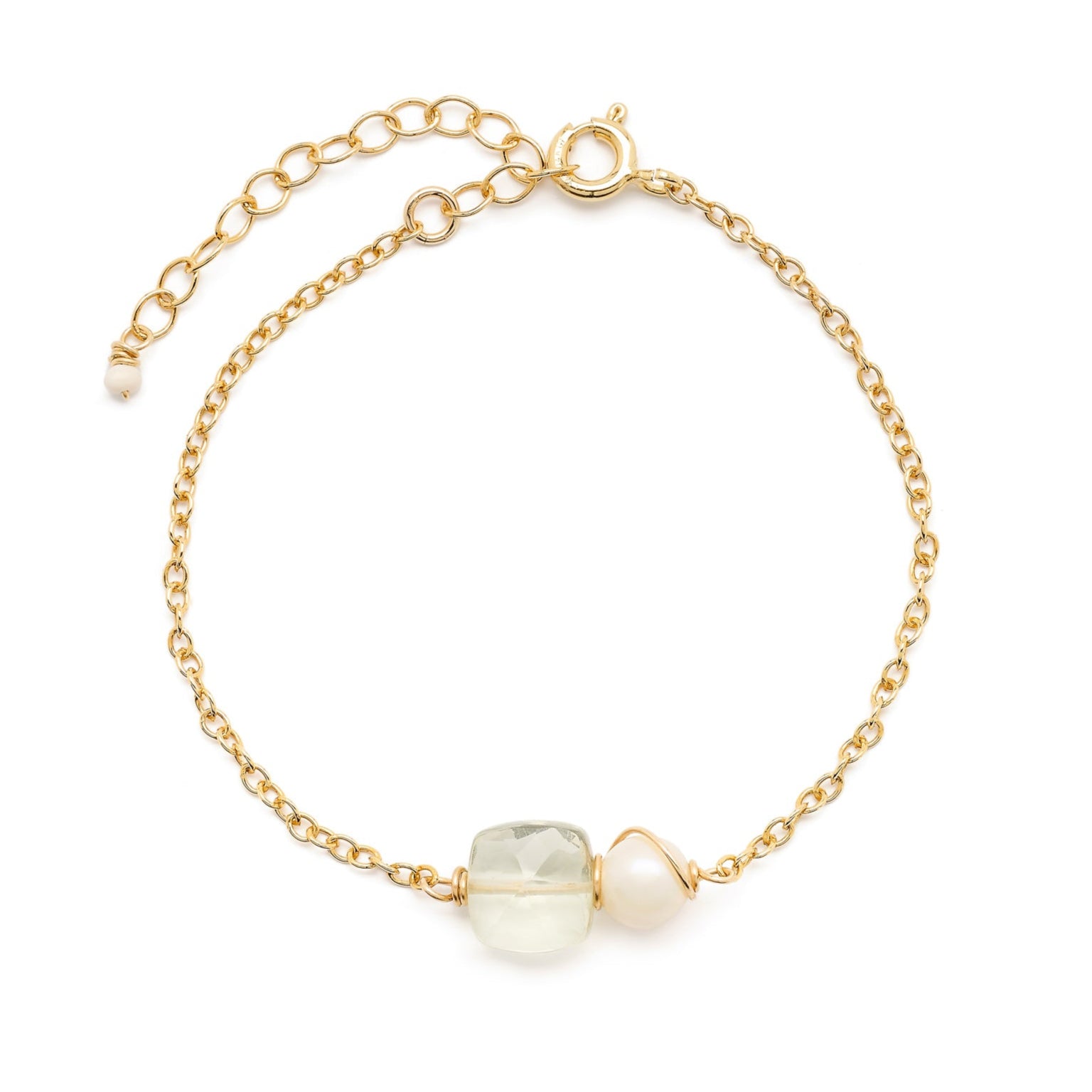 armband met edelsteen groene amethist in gold filled of sterling zilver