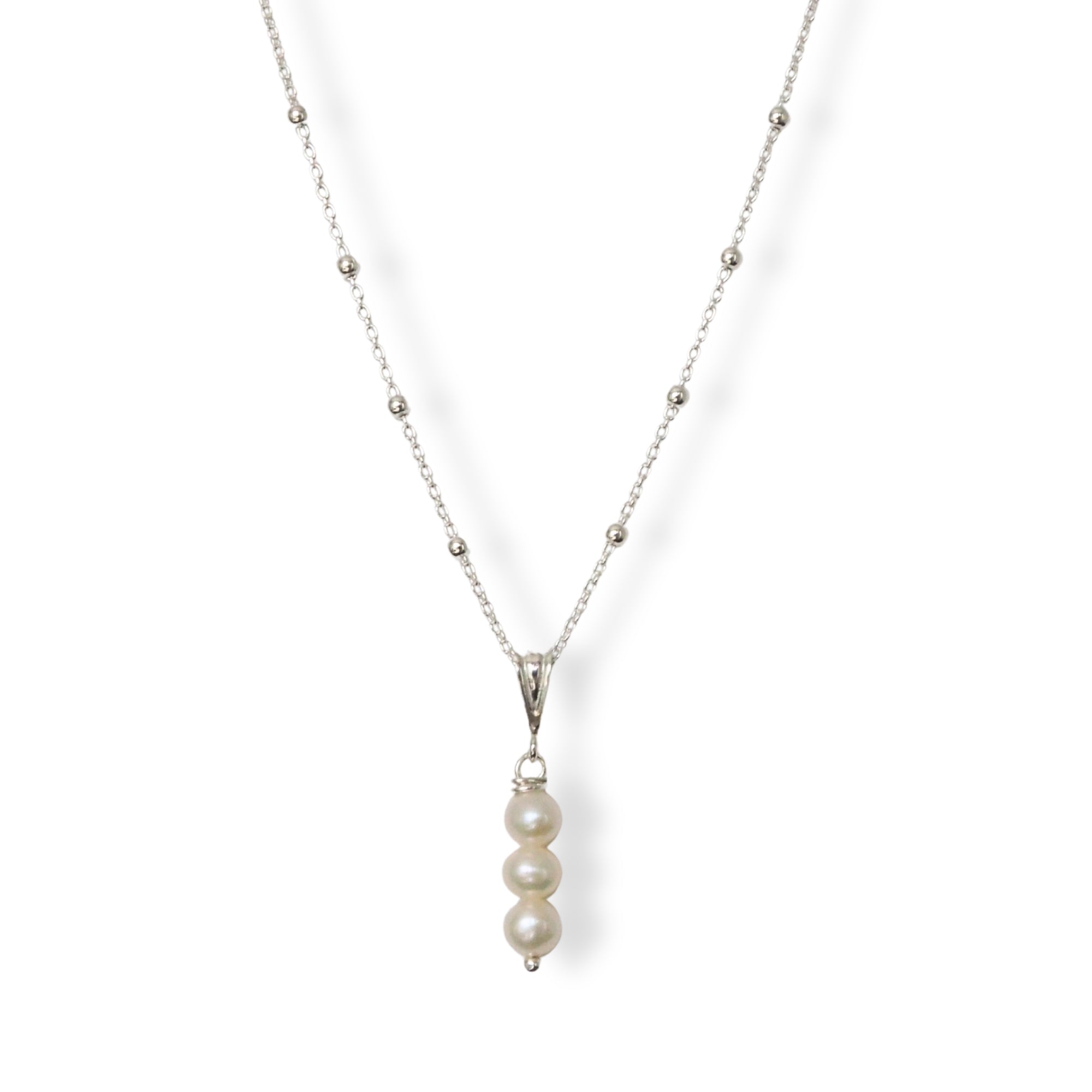Ketting zilver met parel hanger