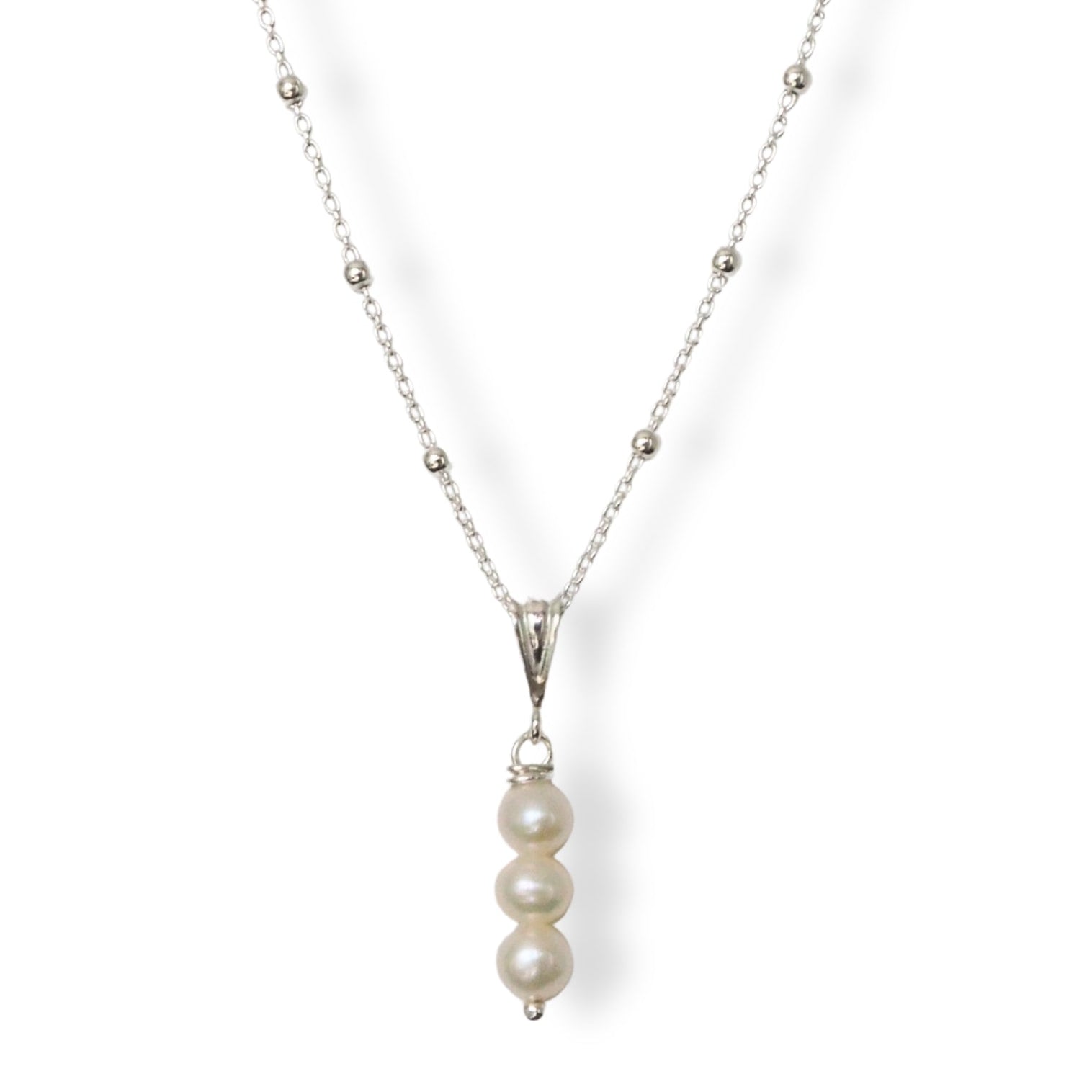 Ketting zilver met parel hanger