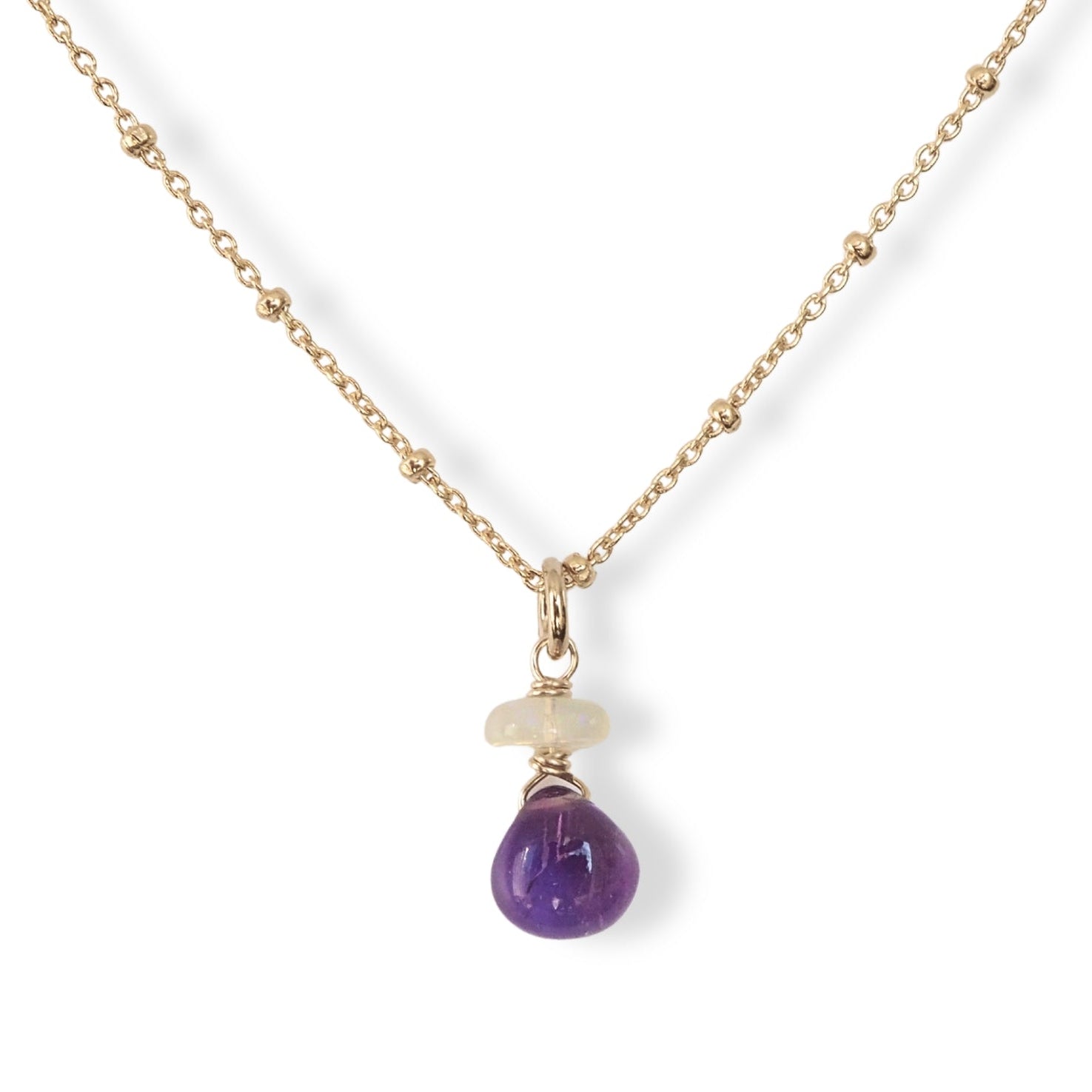 Halsketting met amethist en opaal - small Halsketting - Jewels with Flair