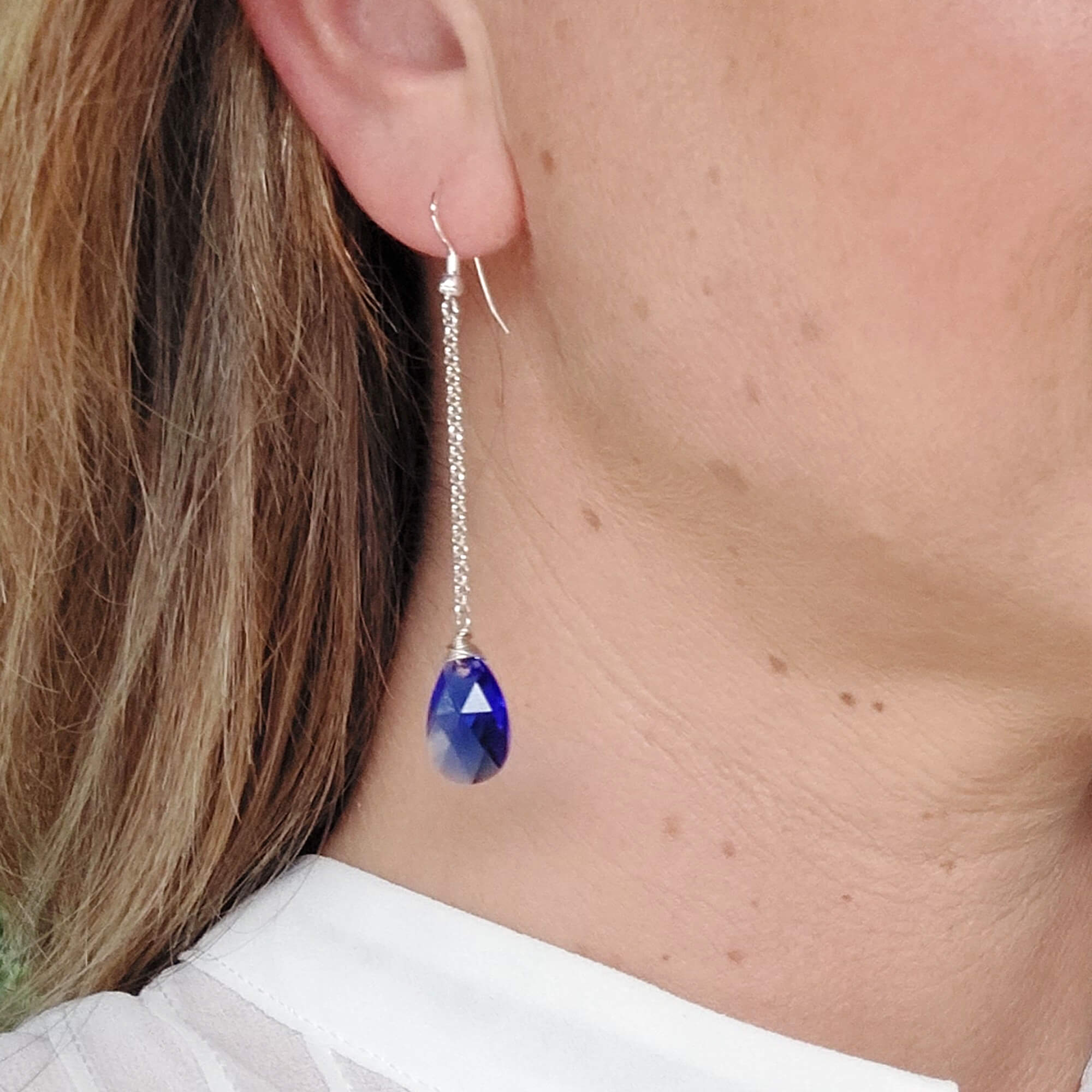Maxima oorbellen glaskristal druppels blauw Oorbellen - Jewels with Flair