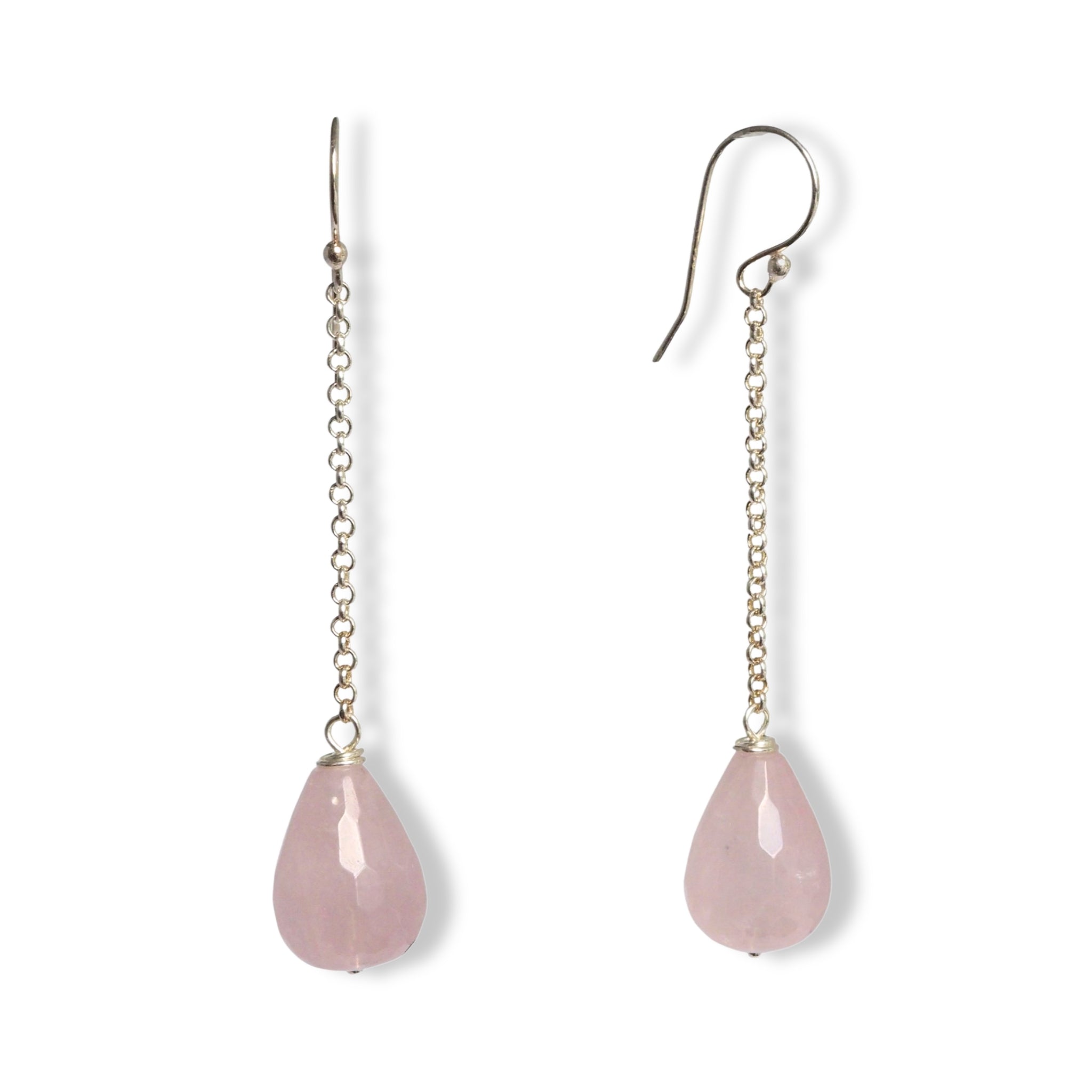 Maxima oorbellen met rozenkwarts druppels de steen van de liefde