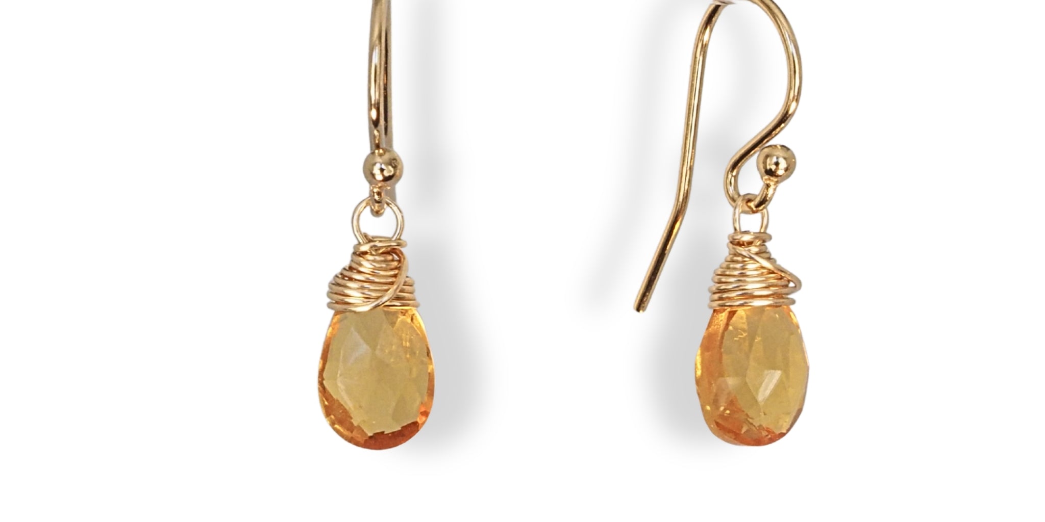 Oorbellen edelsteen citrien in gold filled