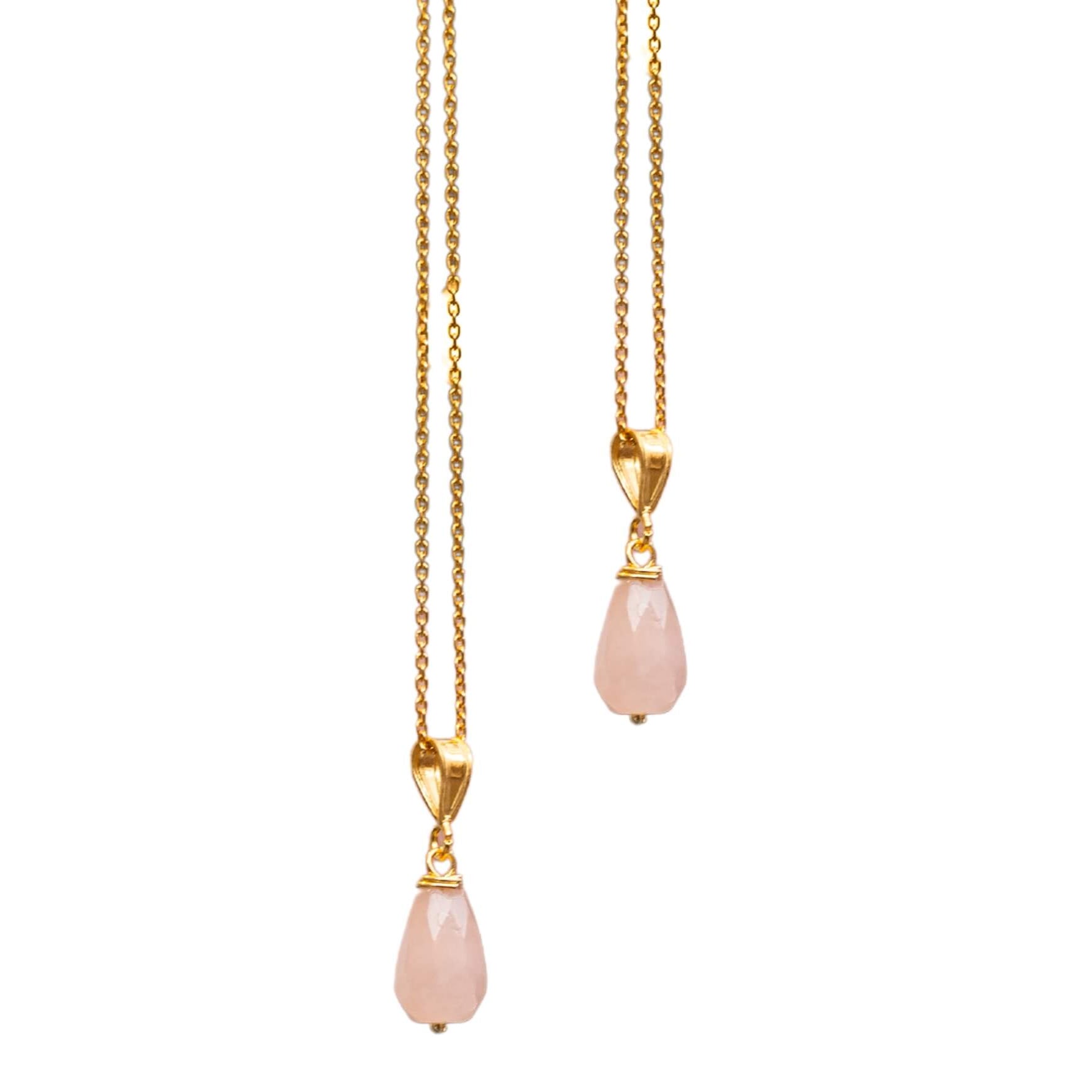 Moeder dochter halsketting met rozenkwarts | De steen van de liefde - Jewels with Flair