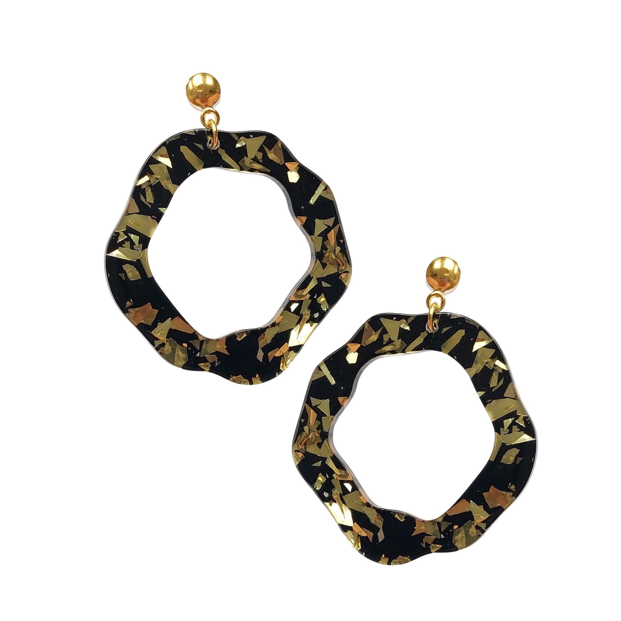 glitter oorbellen goud