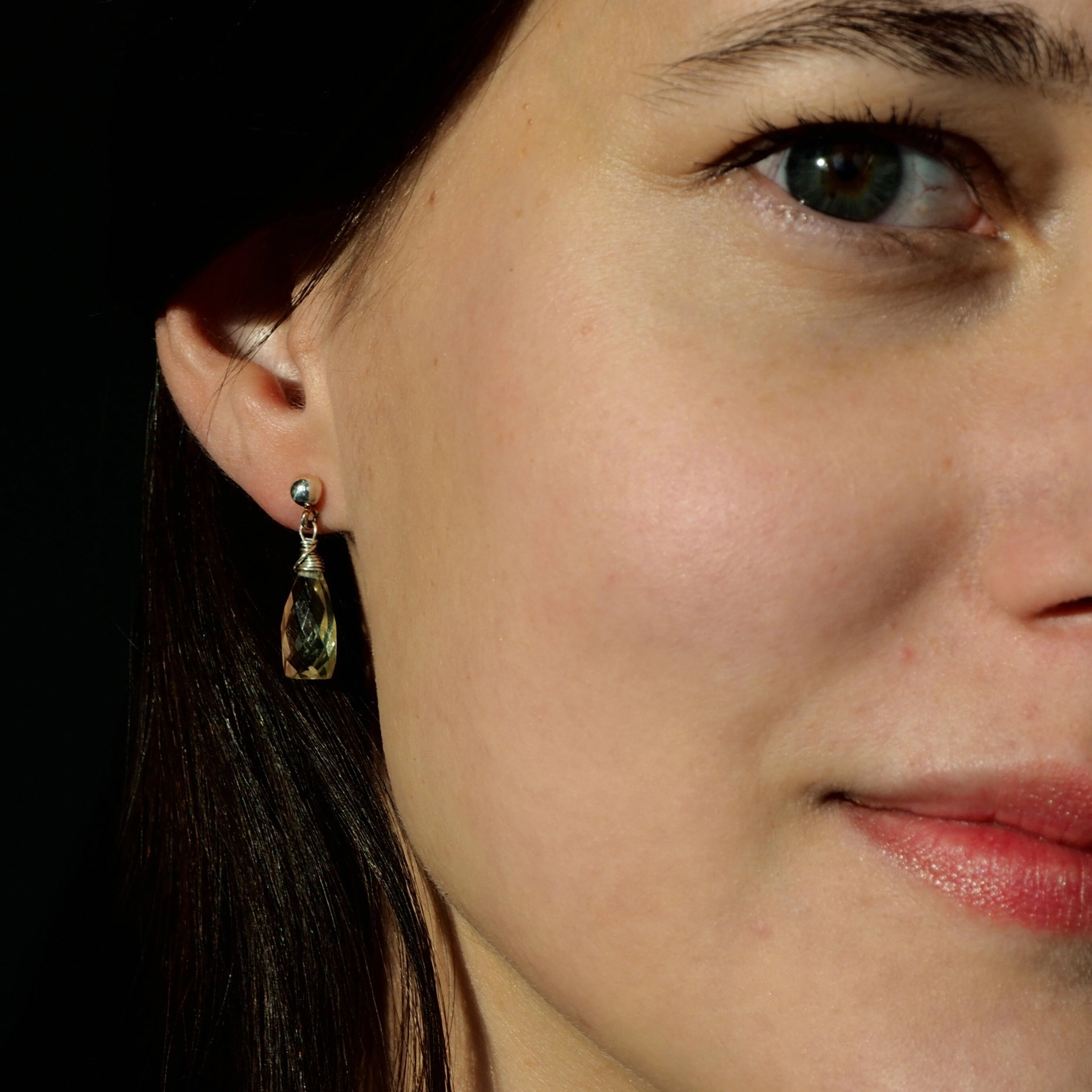 Oorbellen citrien, edelsteen citrien in sterling zilver of verguld zilver