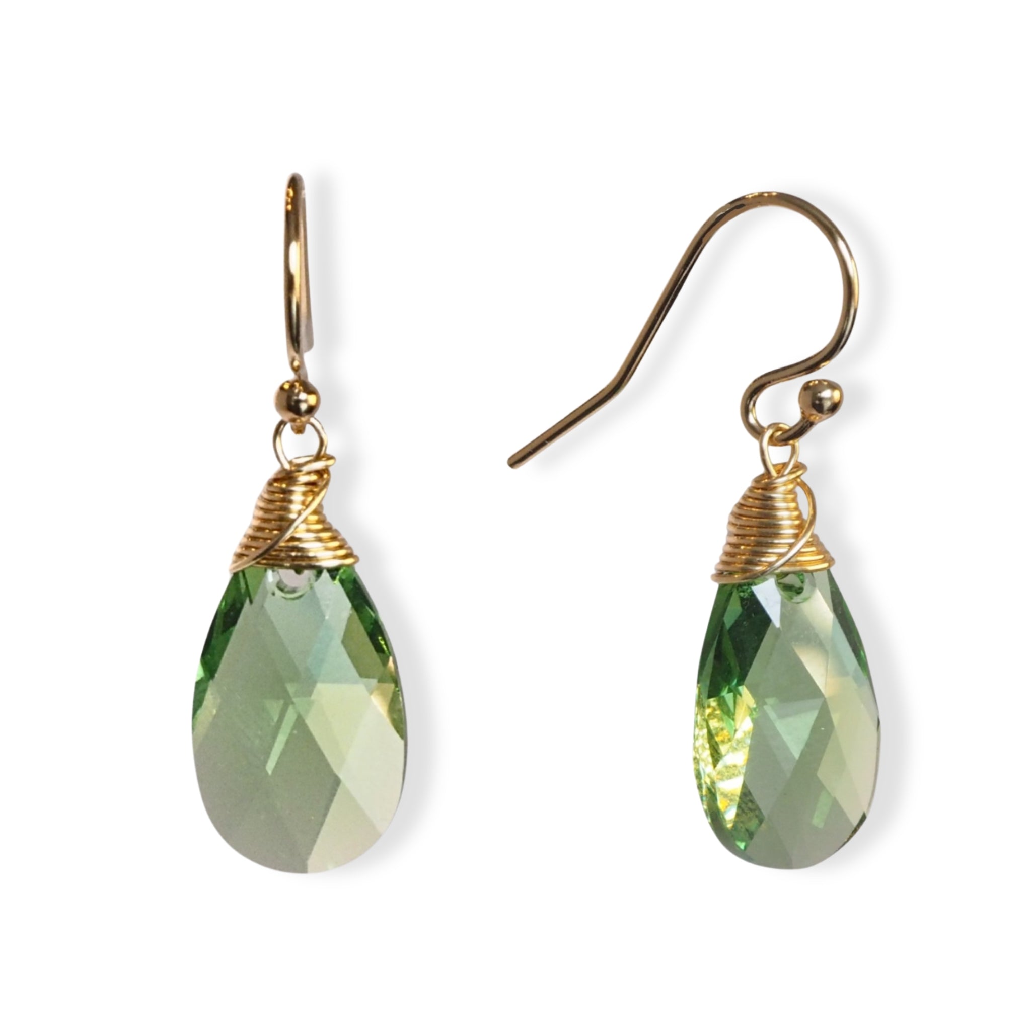 Oorbelllen glaskristal druppels in licht groen