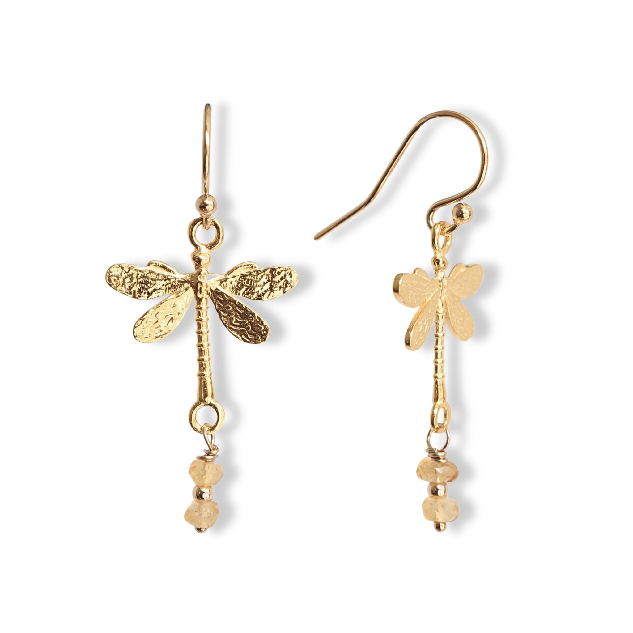 Oorbellen libellen in verguld zilver