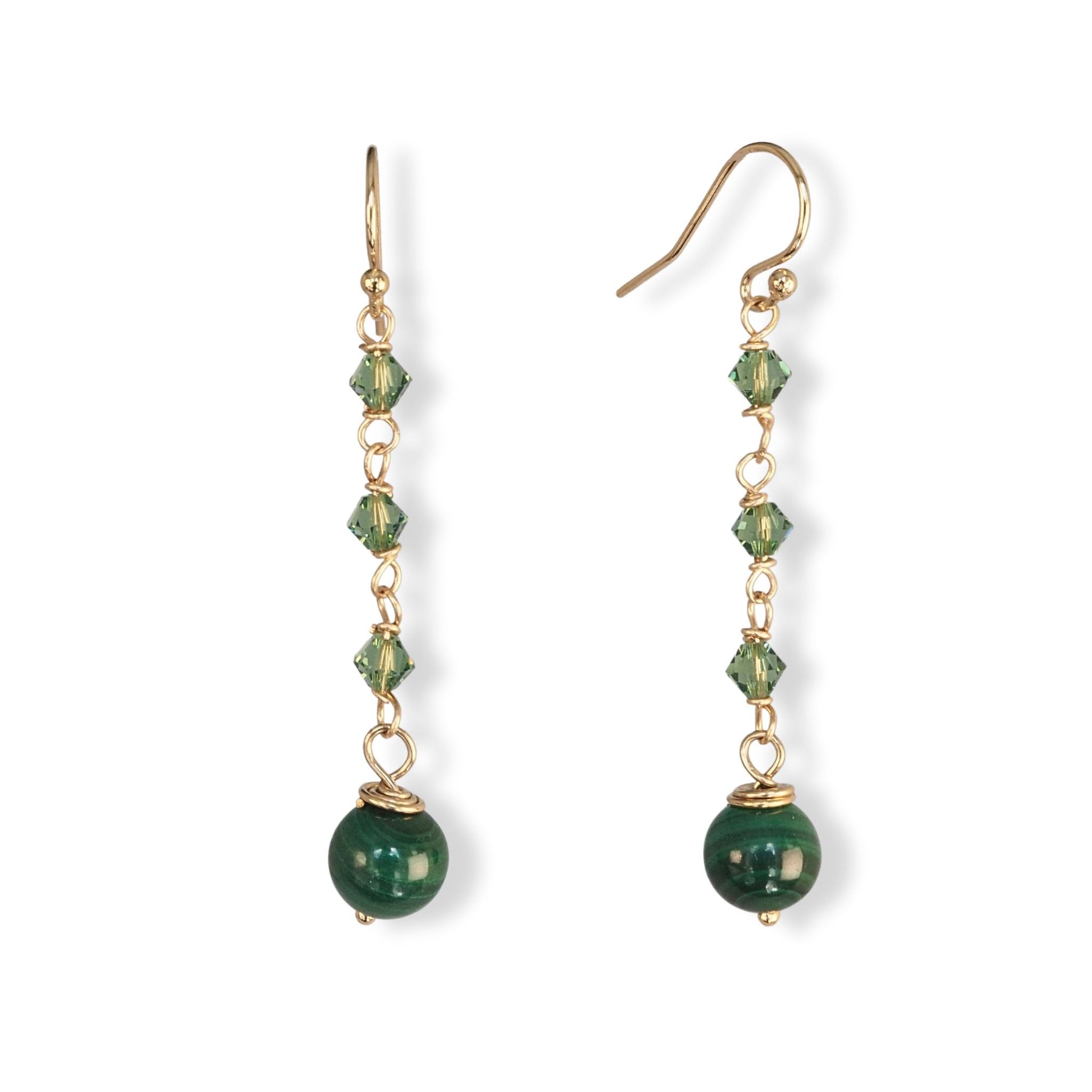 Lange oorbellen malachiet