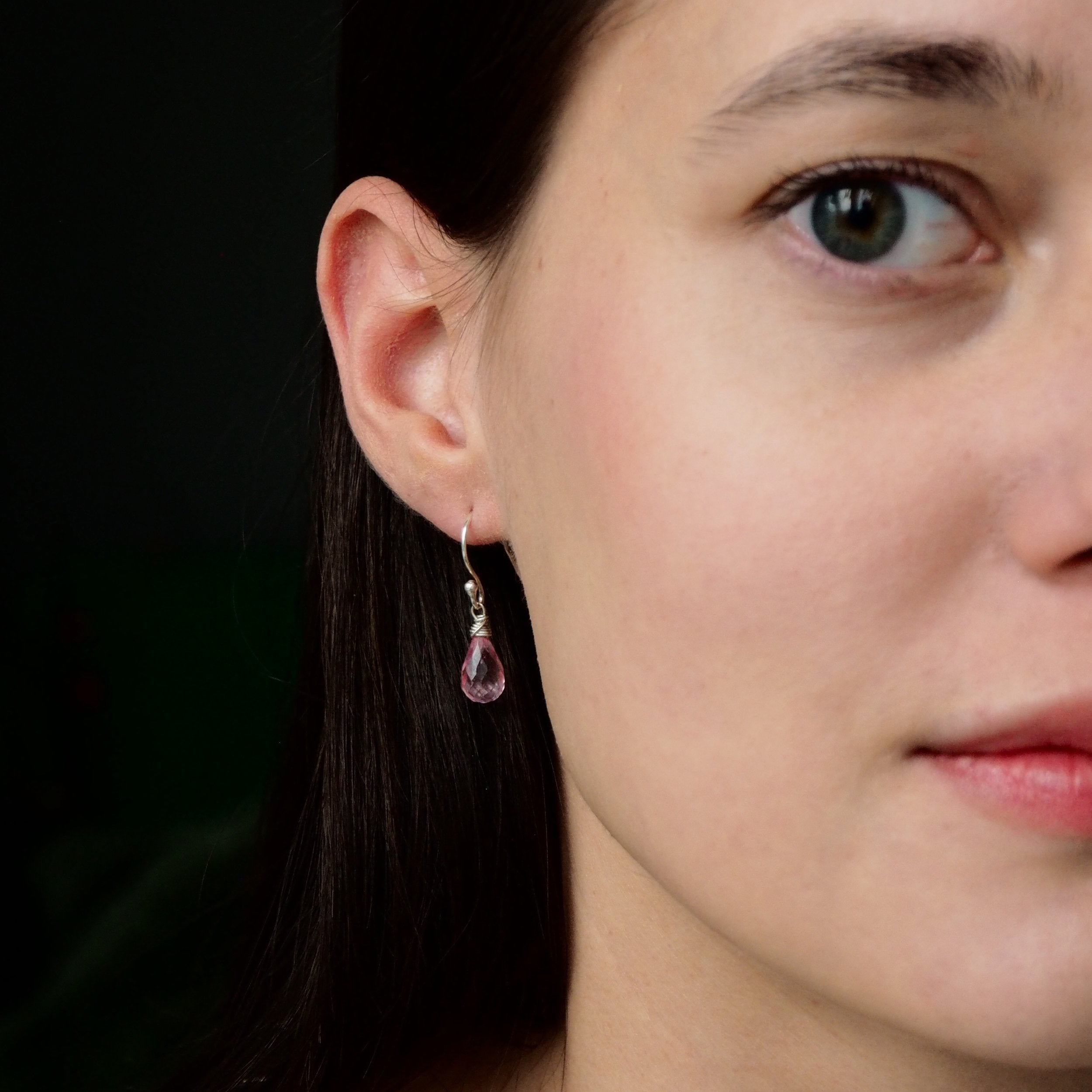 Oorbellen roze topaas druppels