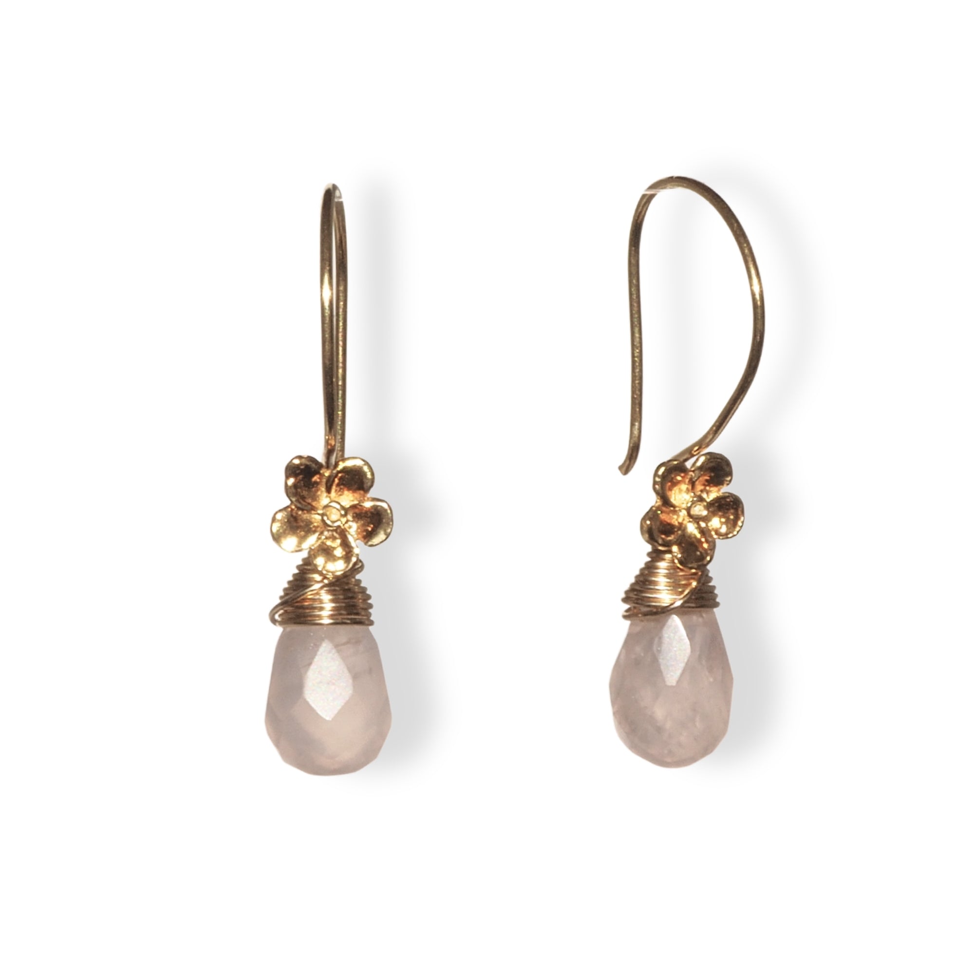 Bloem oorbellen rozenkwarts