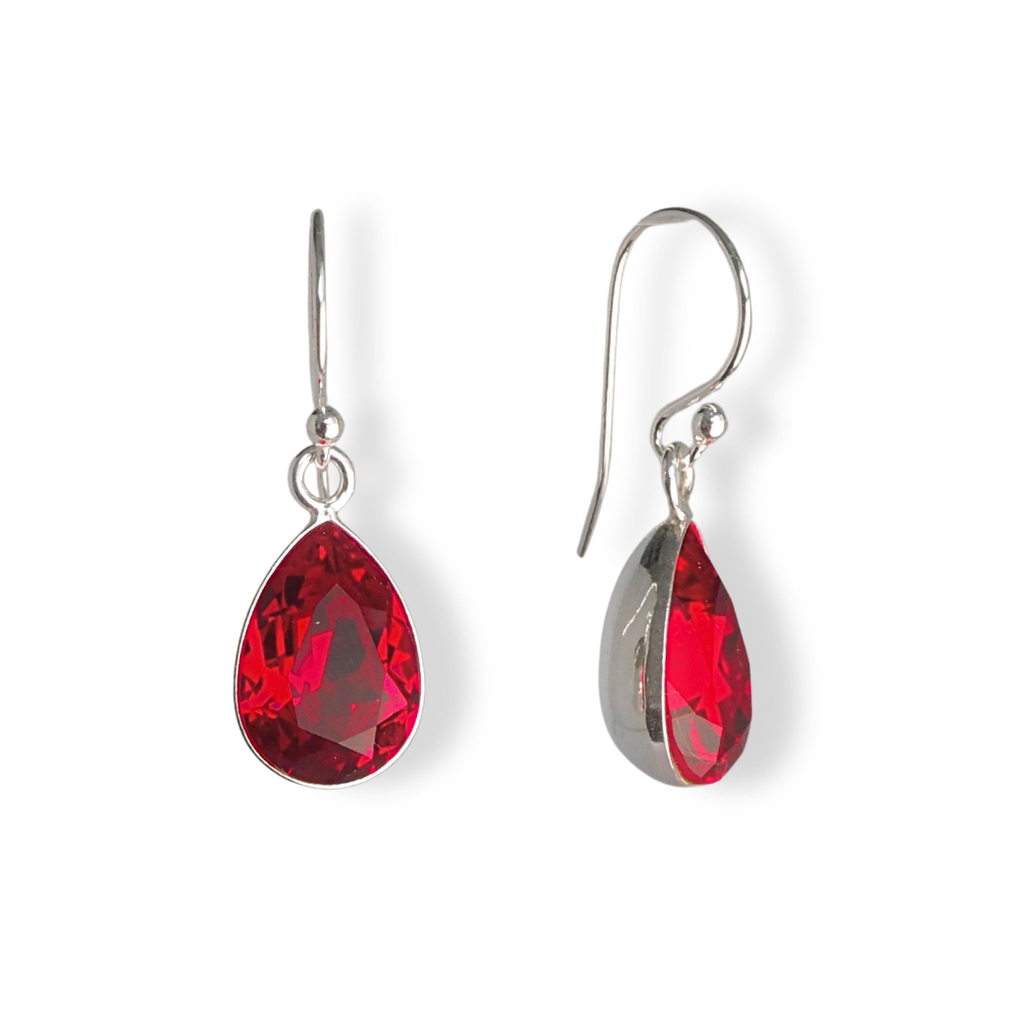 Oorbellen Swarovski druppels in siam rood