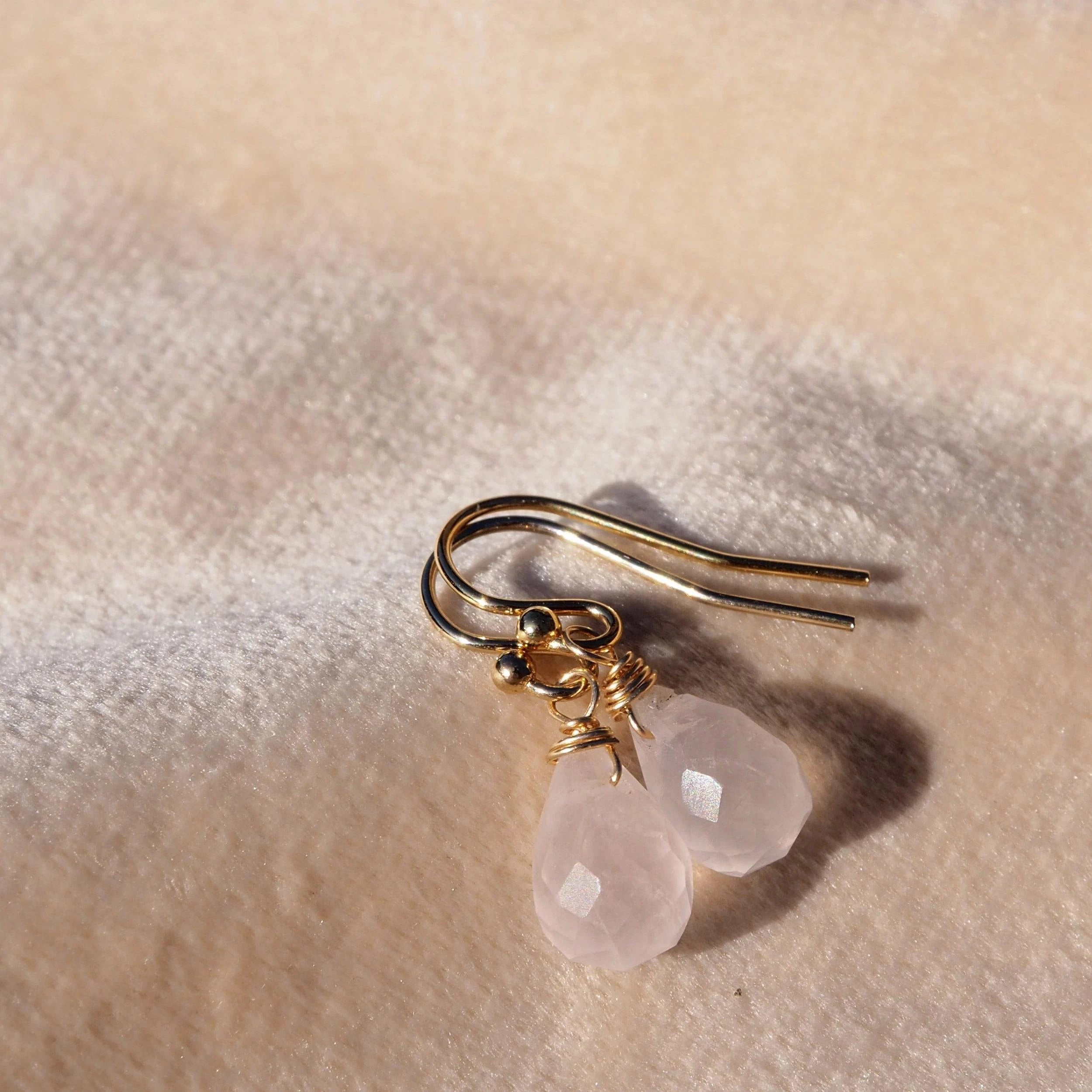 oorbellen druppels edelsteen rozenkwarts