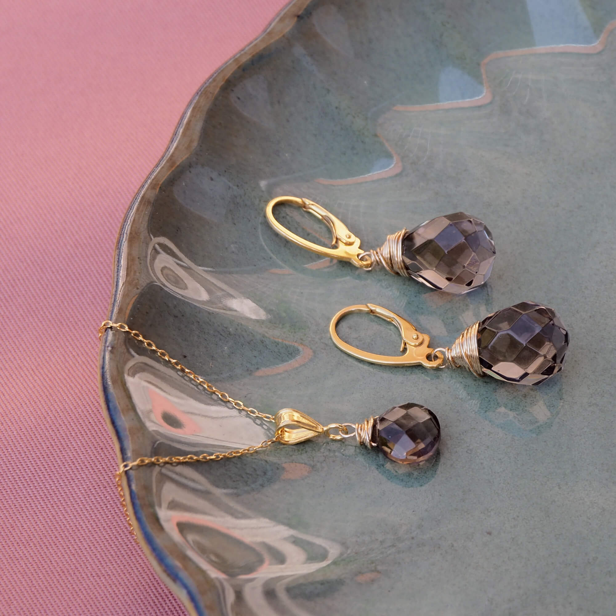 Handgemaakte oorbellen met edelsteen rookkwarts Oorbellen - Jewels with Flair