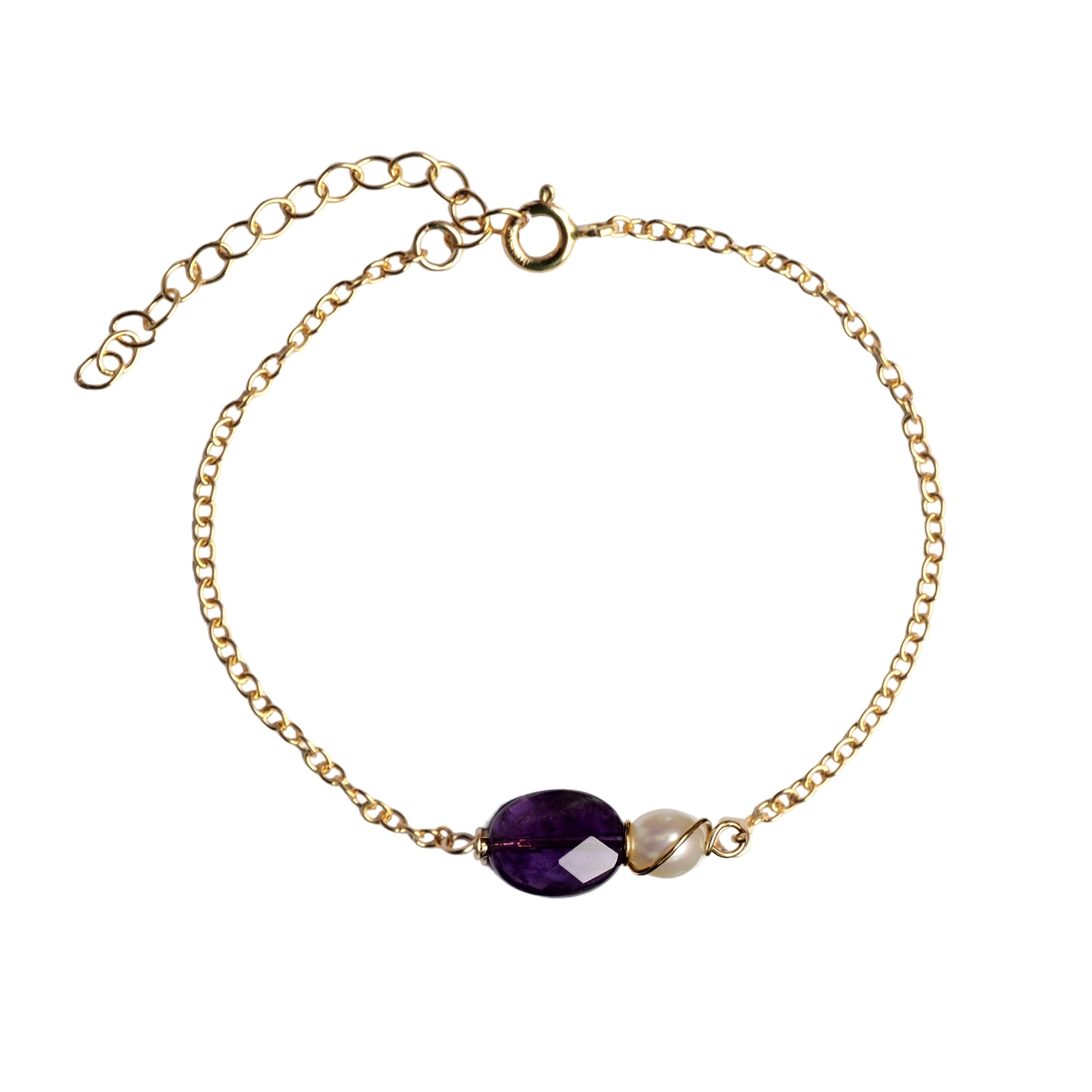 Armband met ovale amethist en zoetwaterparel Sieraden - Jewels with Flair