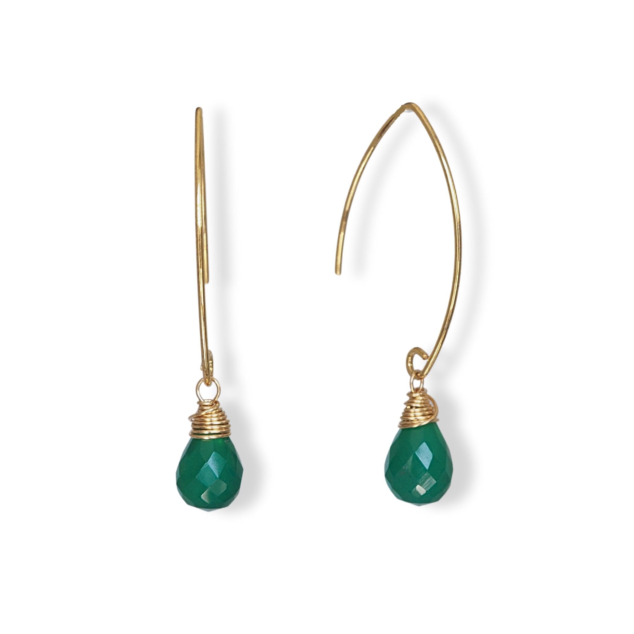 elipse oorbellen groene onyx