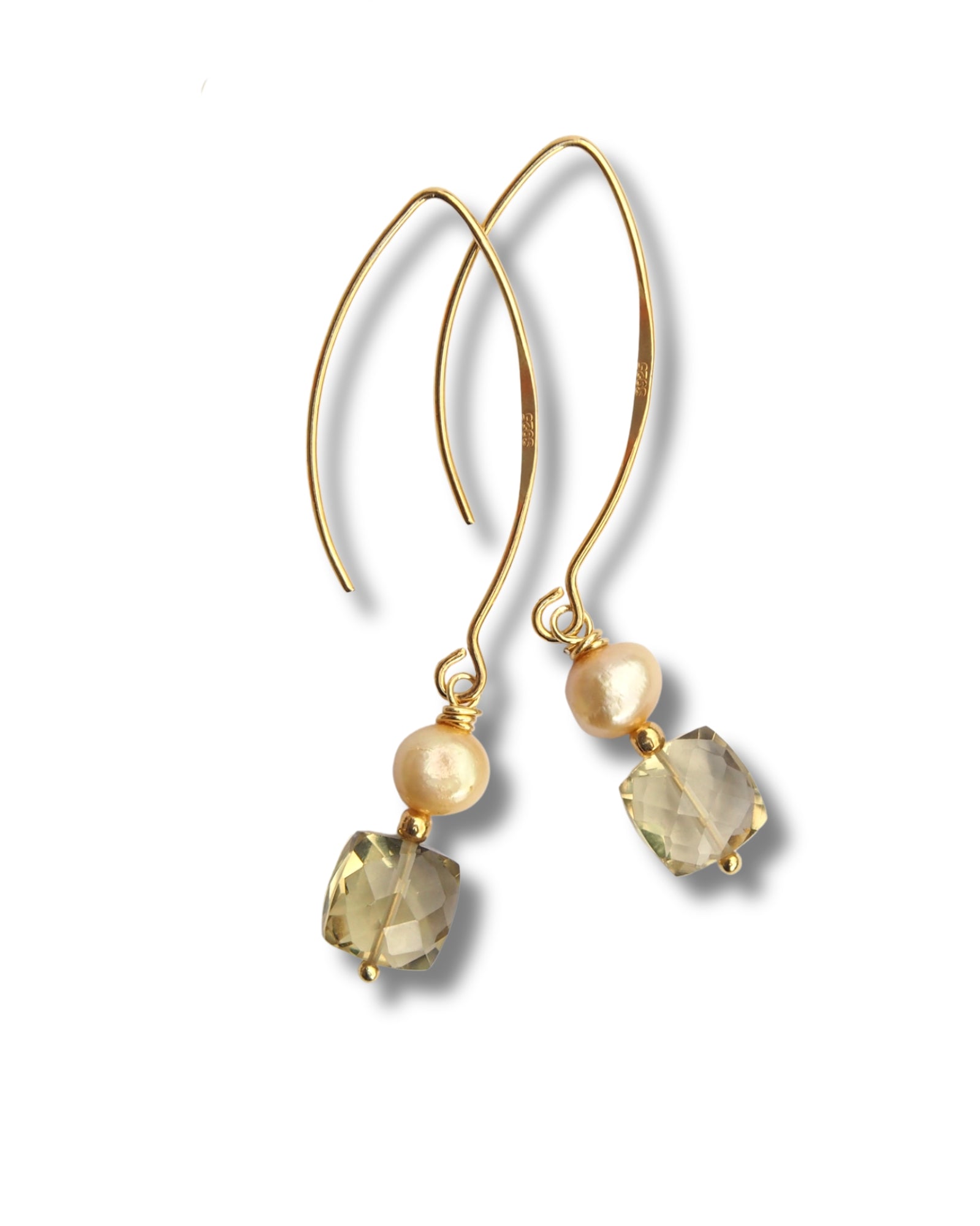 Elipse oorbellen honingkwarts & gele zoetwaterparels Oorbellen - Jewels with Flair