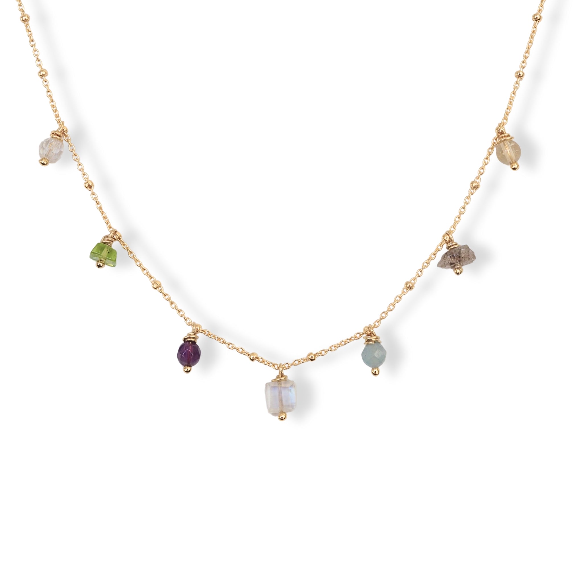 Halsketting met geboortestenen: gepersonaliseerde ketting in zilver of gold filled.