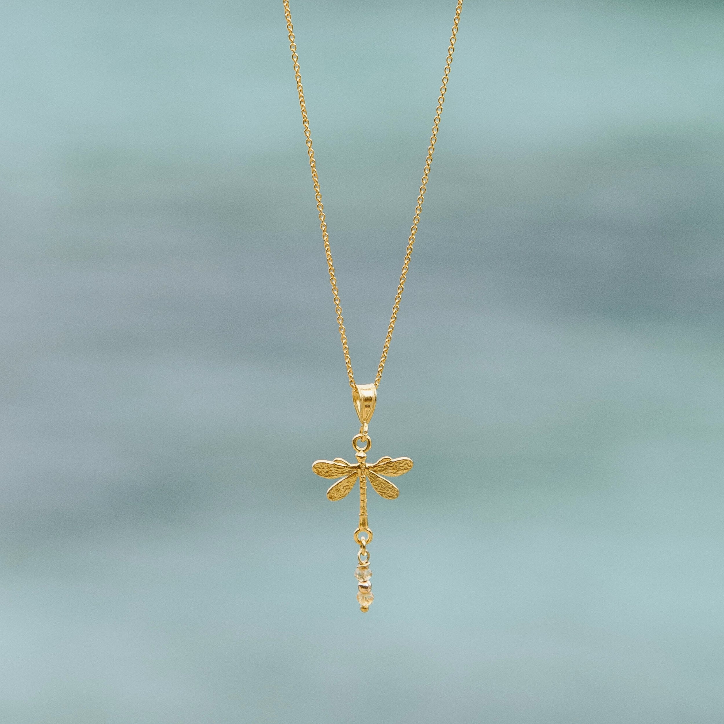 halsketting met libel en citrien edelsteen