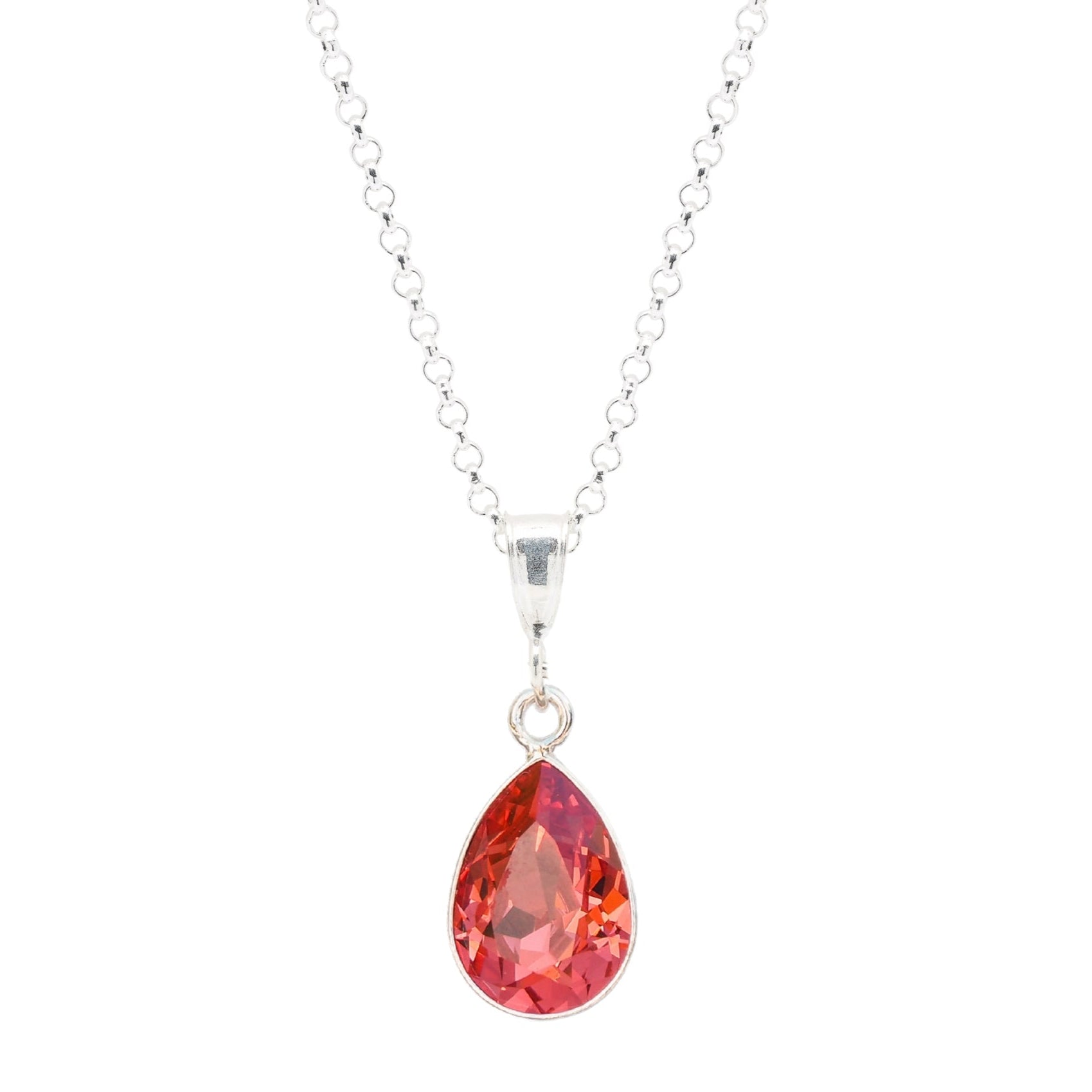 Haldketting swarovski druppels in padparadscha