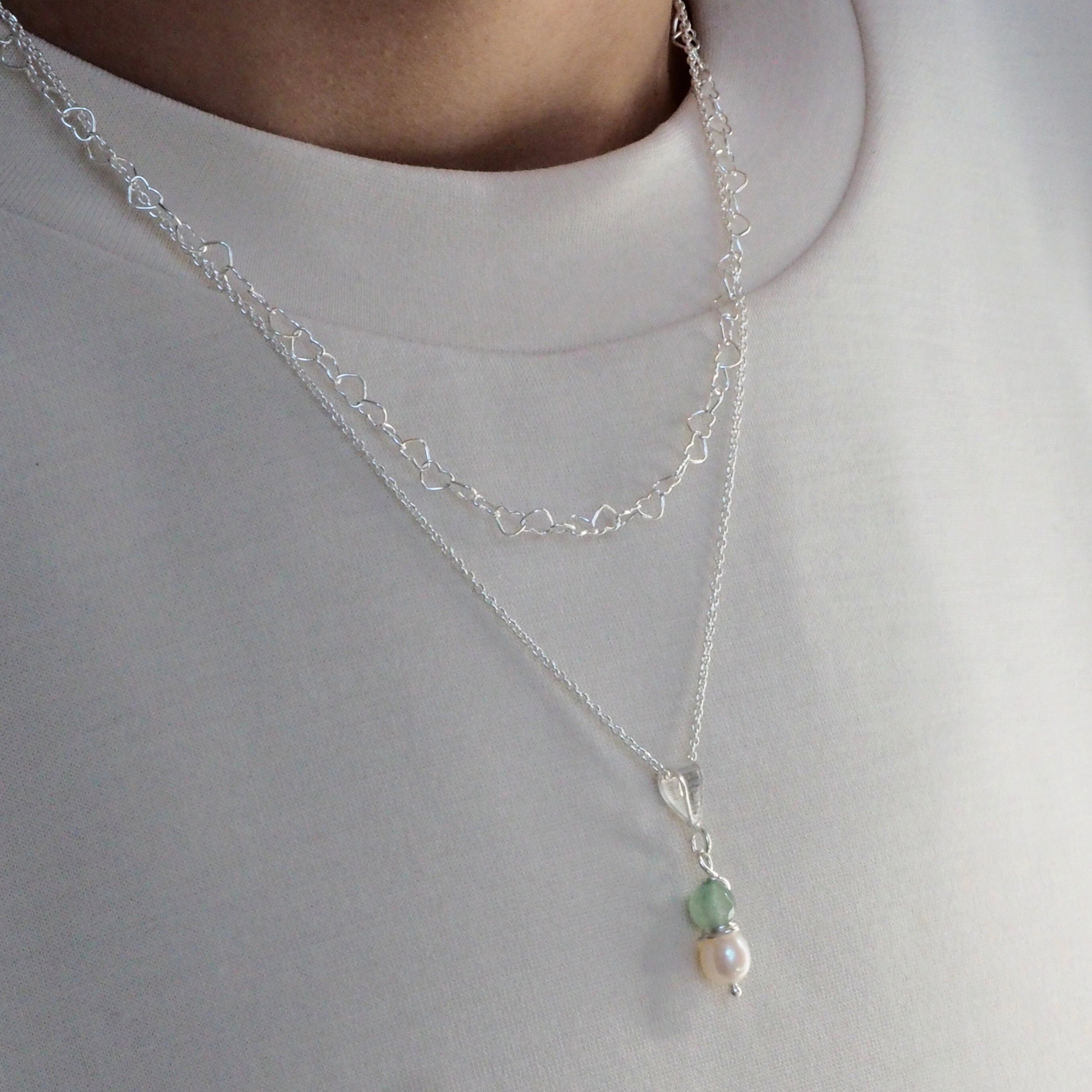 halsketting aventurijn en zoetwaterparel