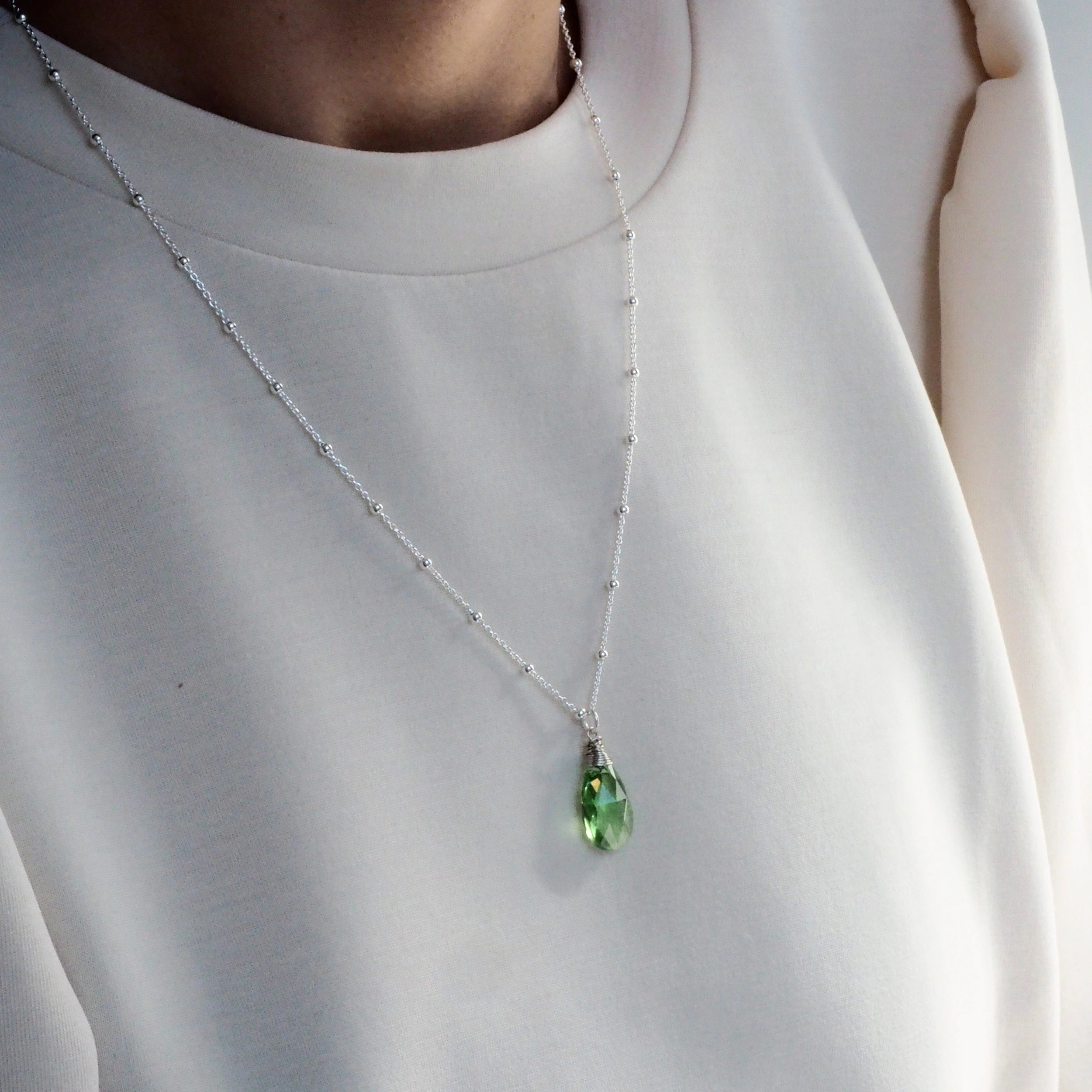 halsketting glaskristal druppel groen