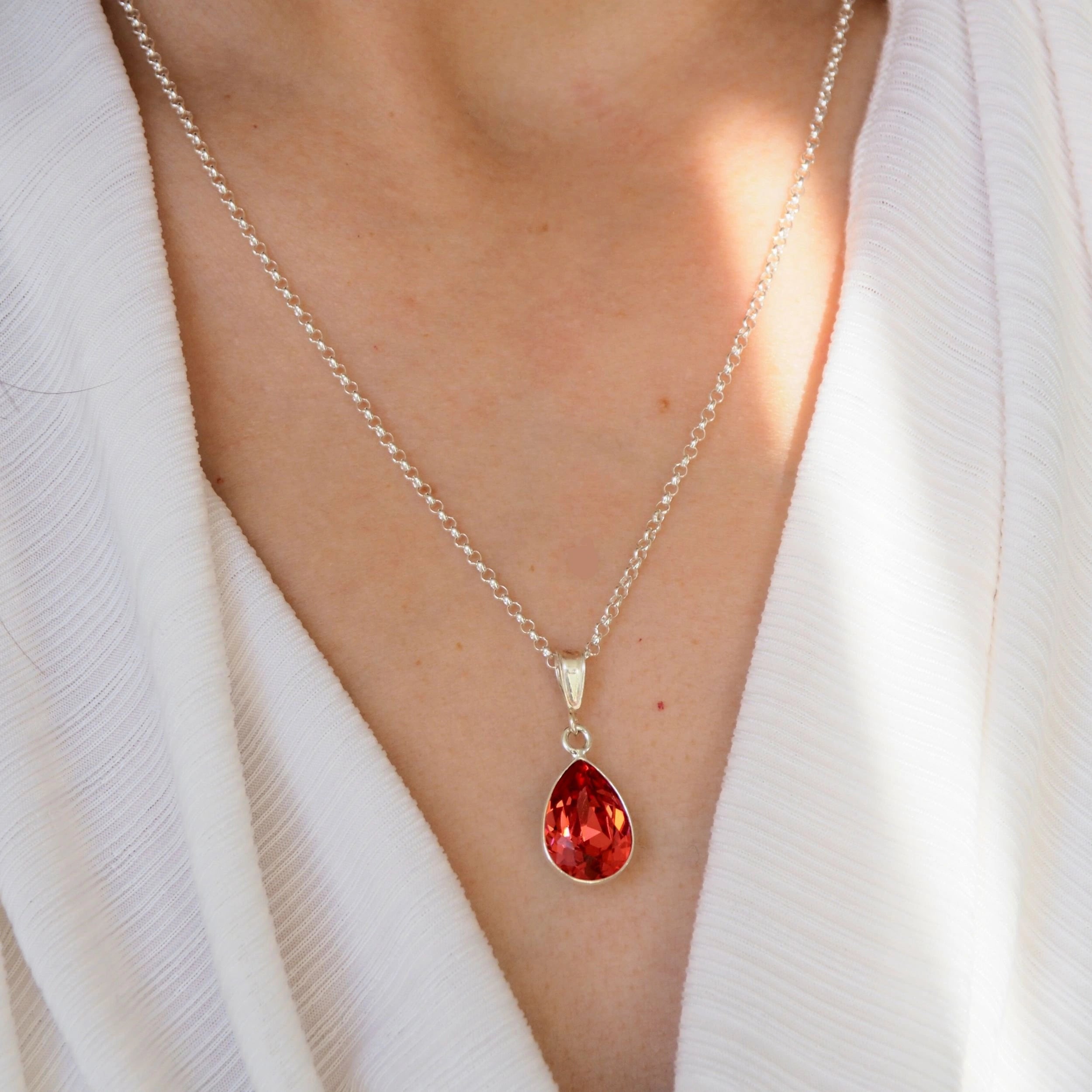ketting swarovski druppel padparadsha