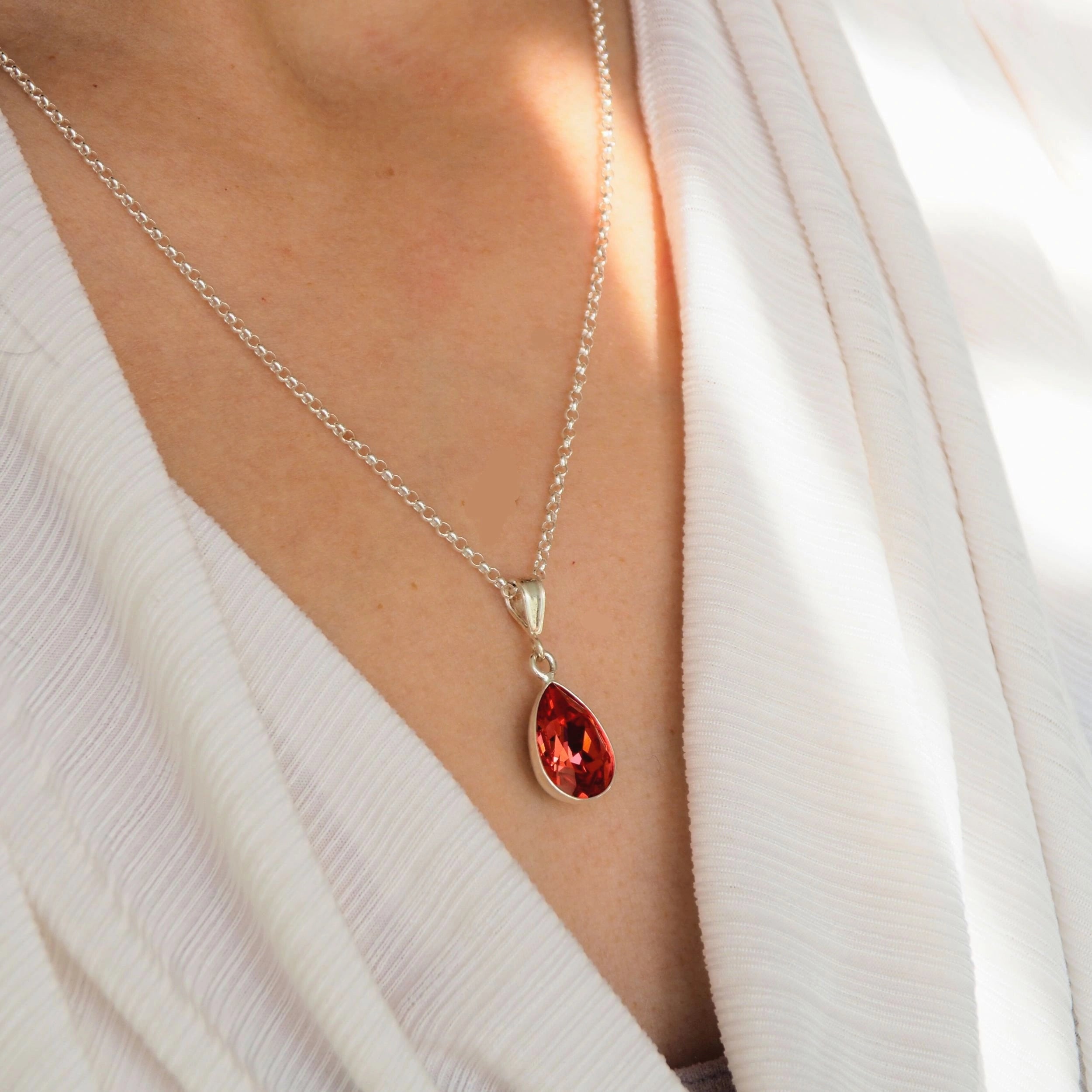 ketting swarovski druppel padparadsha