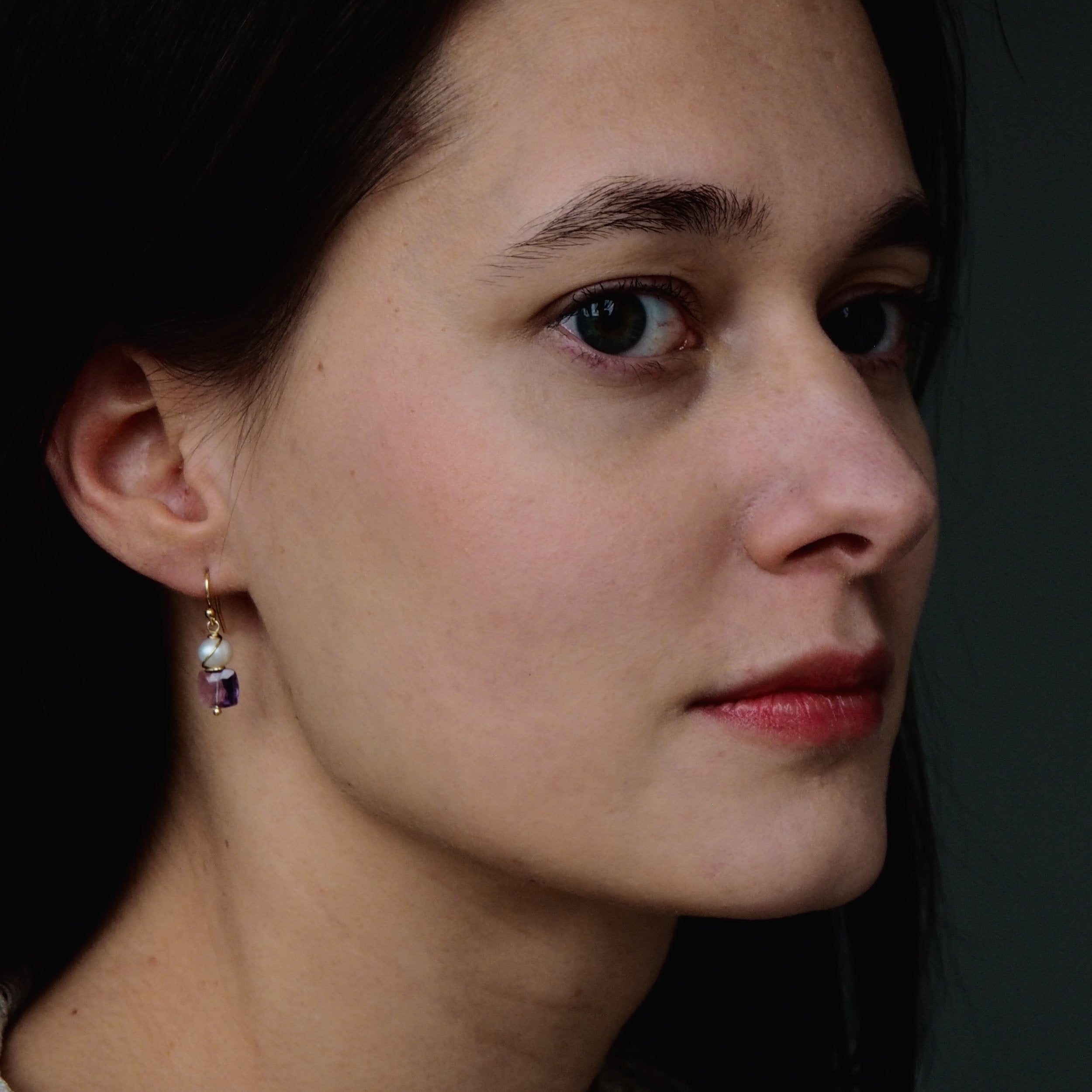 oorbellen amethist en zoetwaterparels