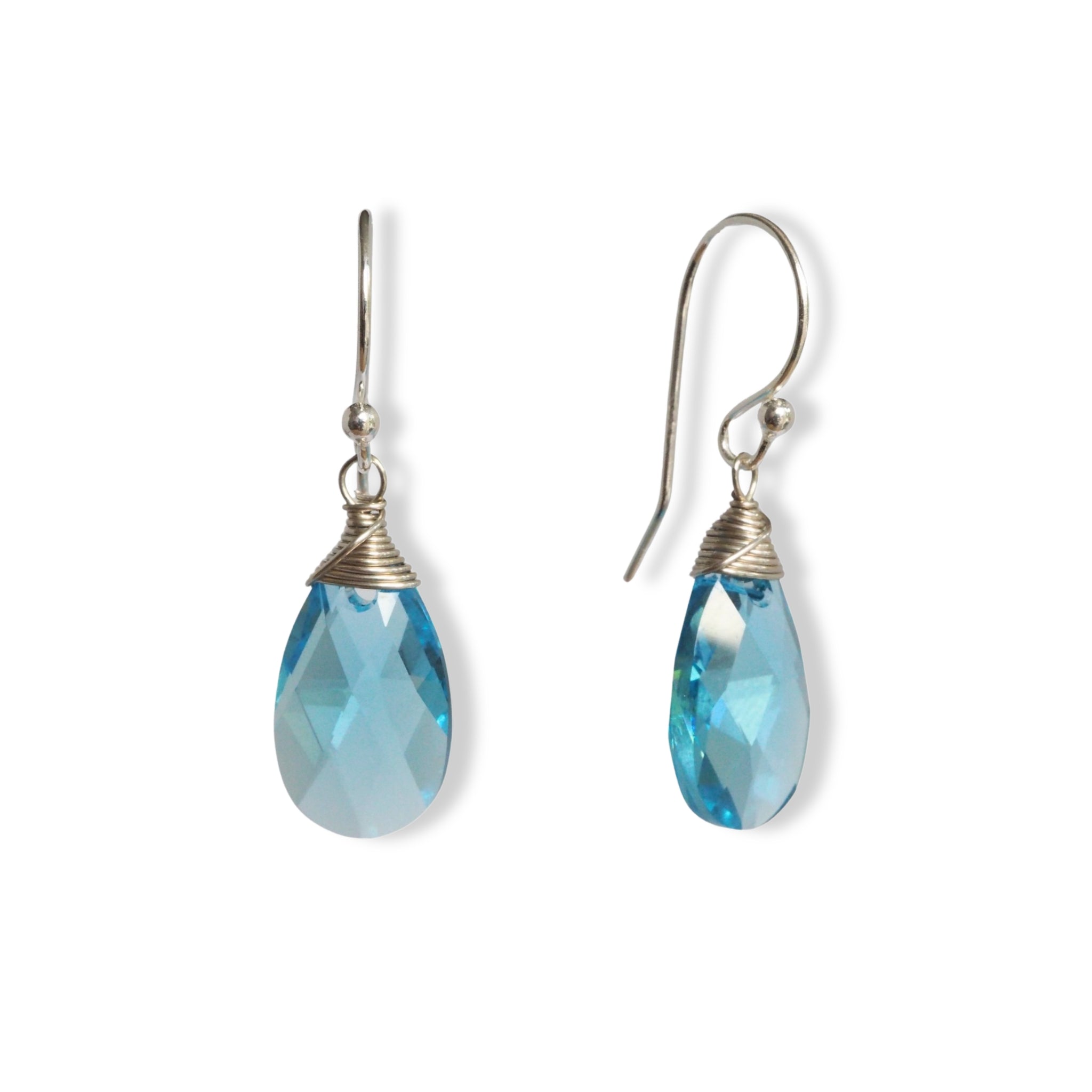 Oorbellen blauwe druppels in glaskristal