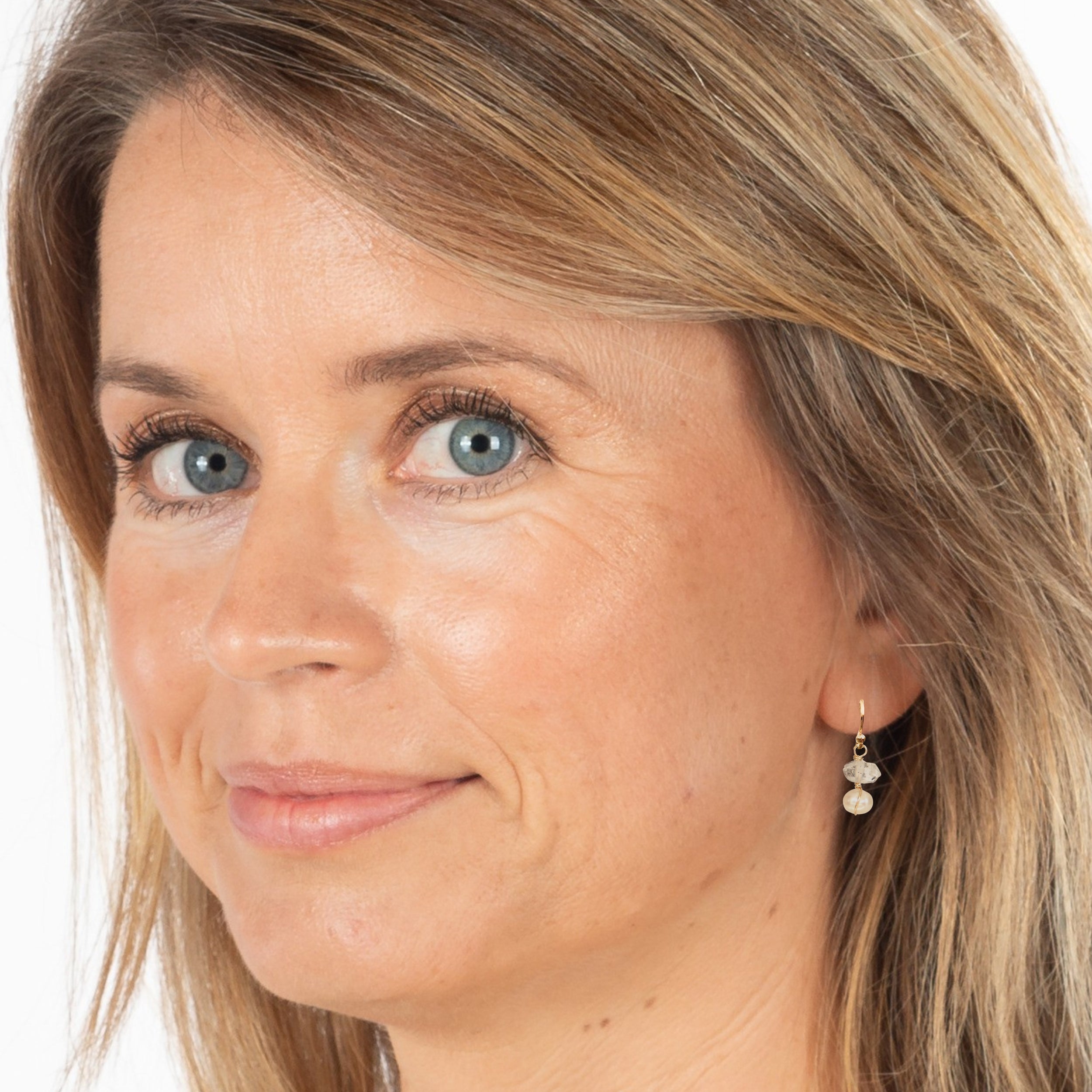 oorbellen herkimer diamant en zoetwaterparels