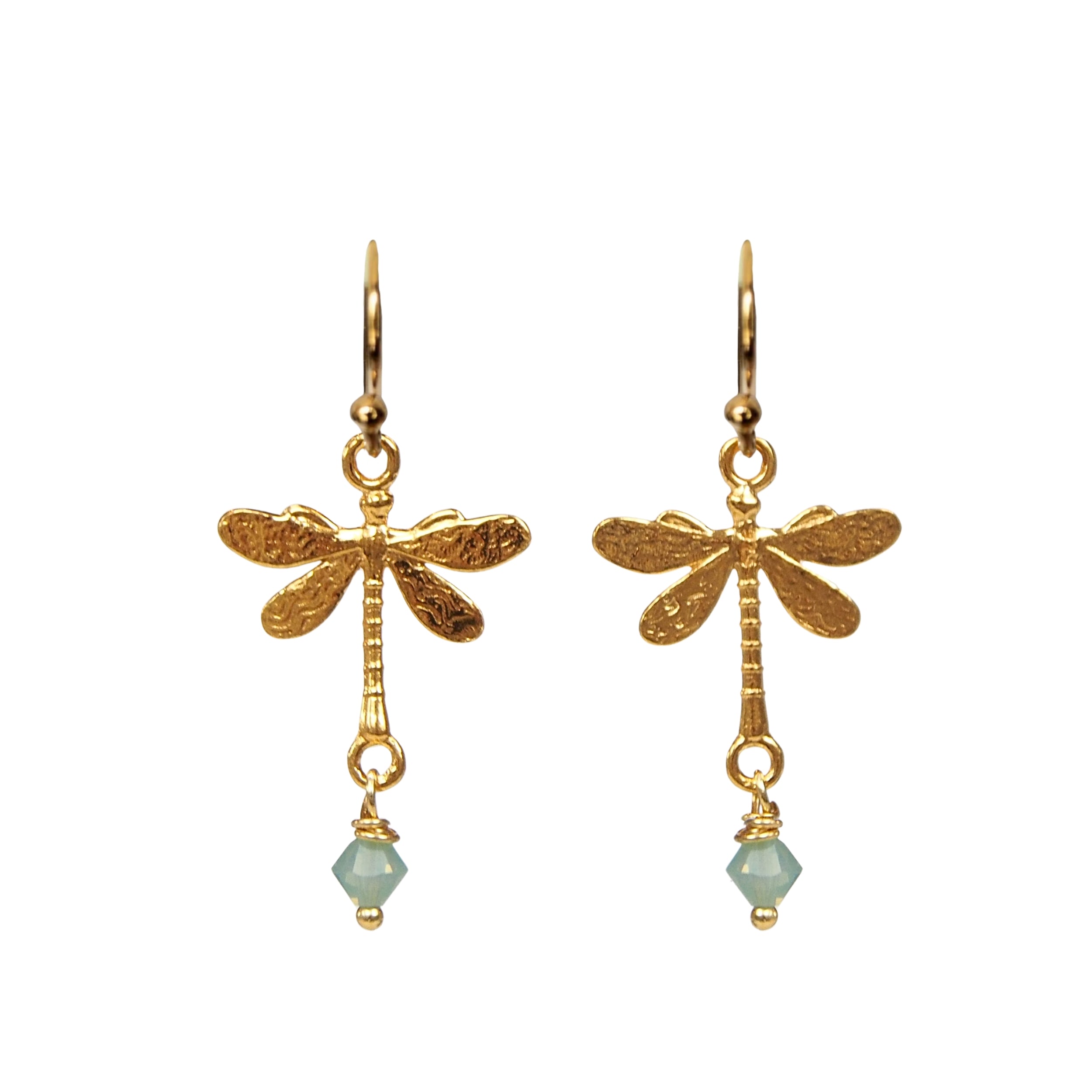 oorbellen met libellen en swarovski goud