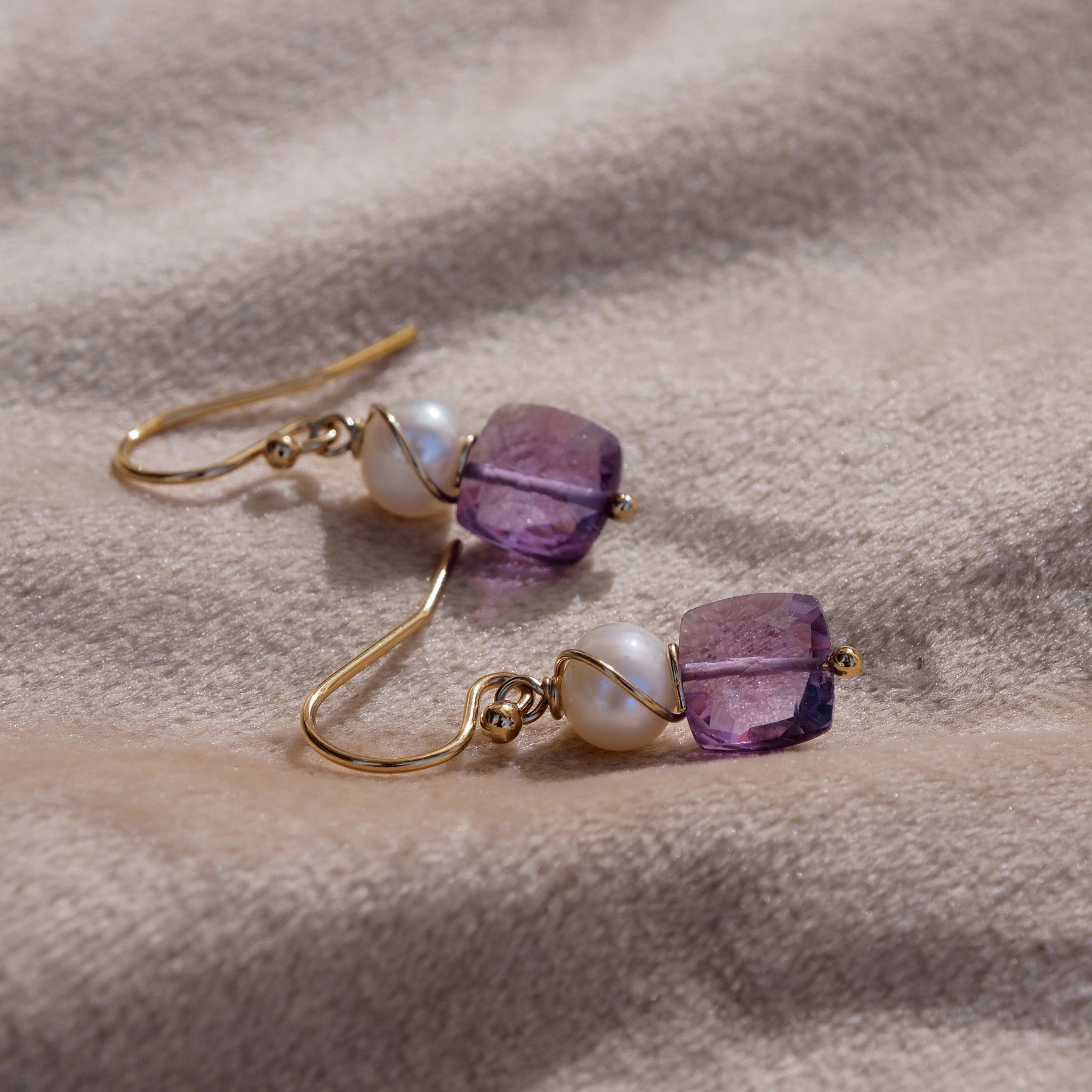 oorbellen paarse amethist, geboortesteen februari