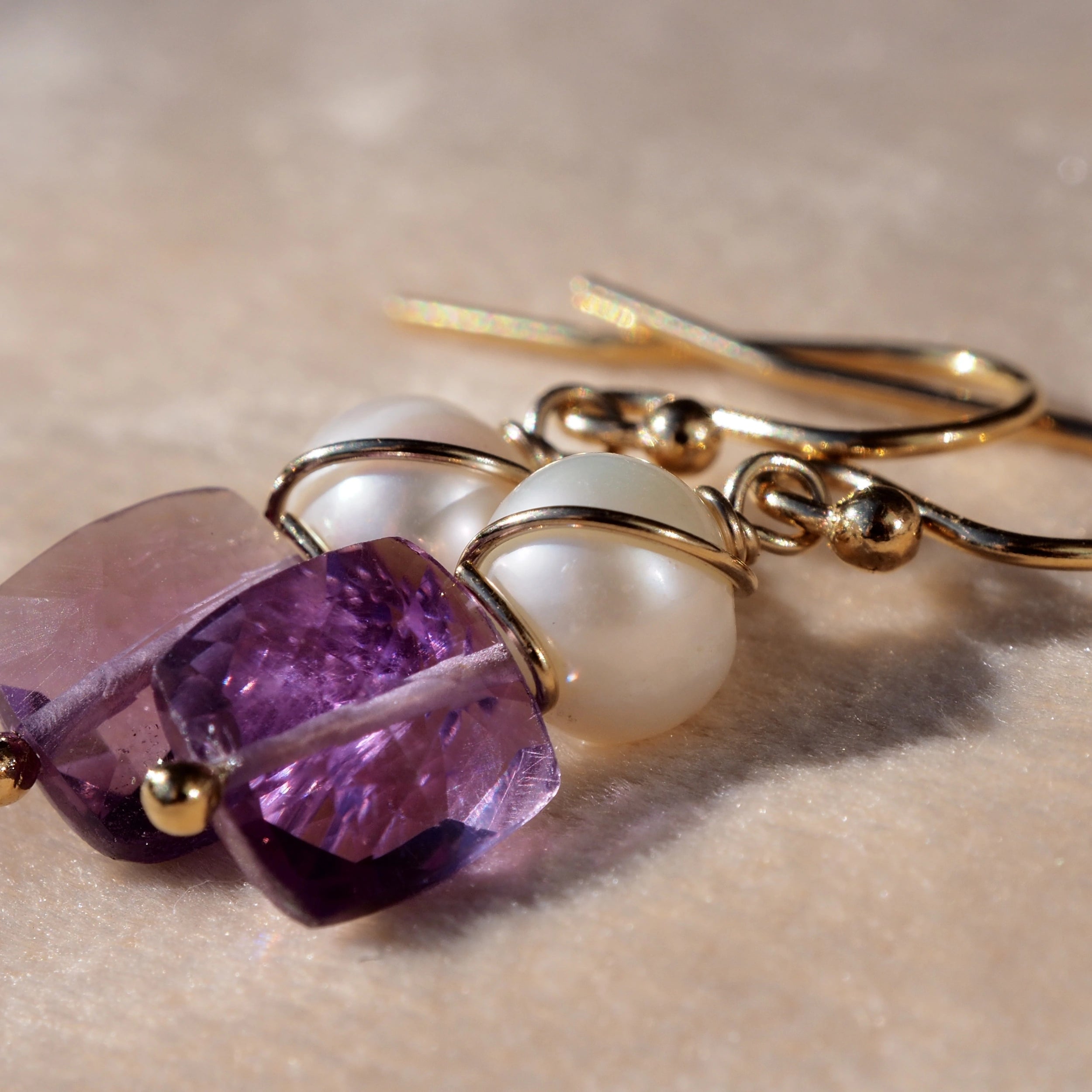 oorbellen paarse amethist, geboortesteen februari