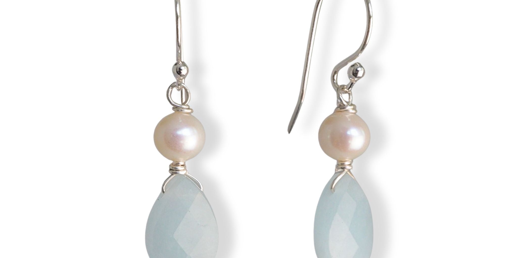 oorbellen aquamarijn en zoetwaterparels