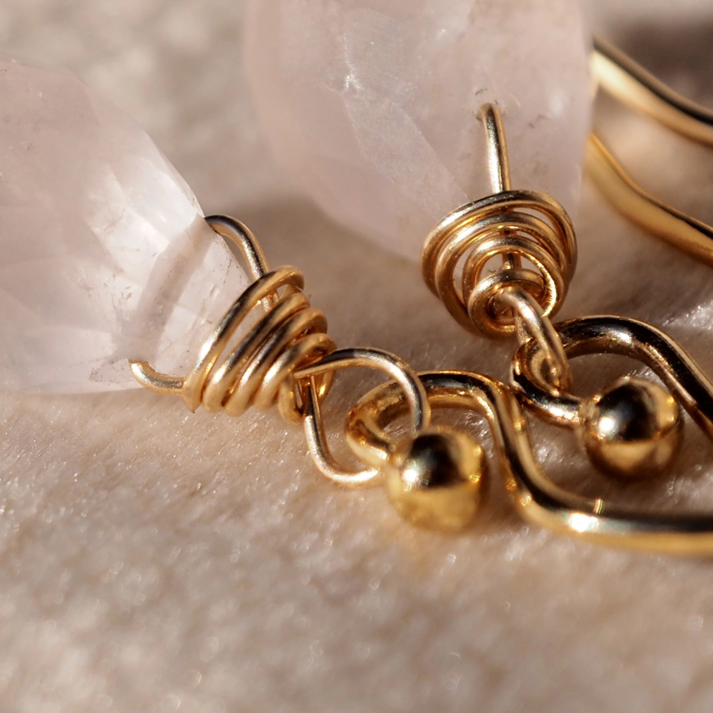 oorbellen druppels edelsteen rozenkwarts