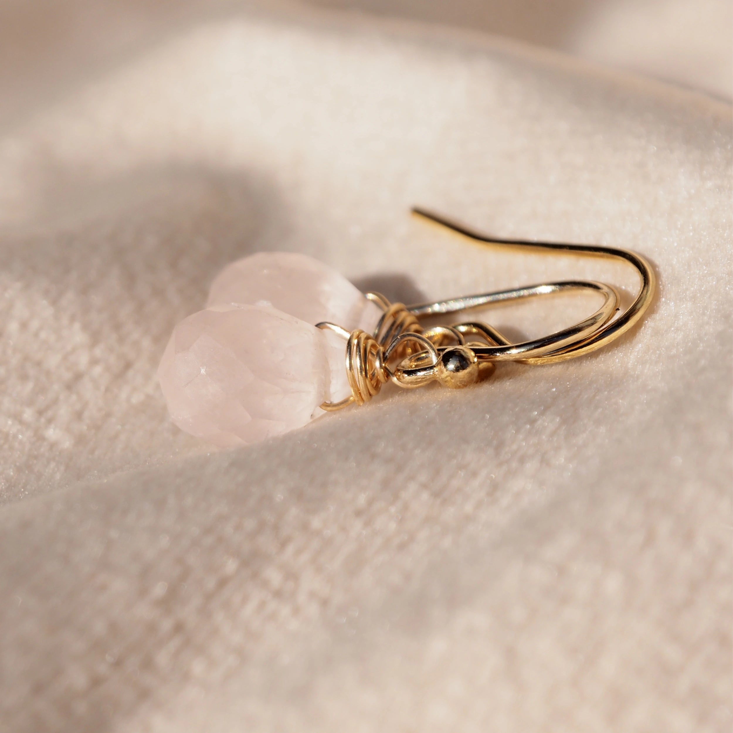 oorbellen druppels edelsteen rozenkwarts