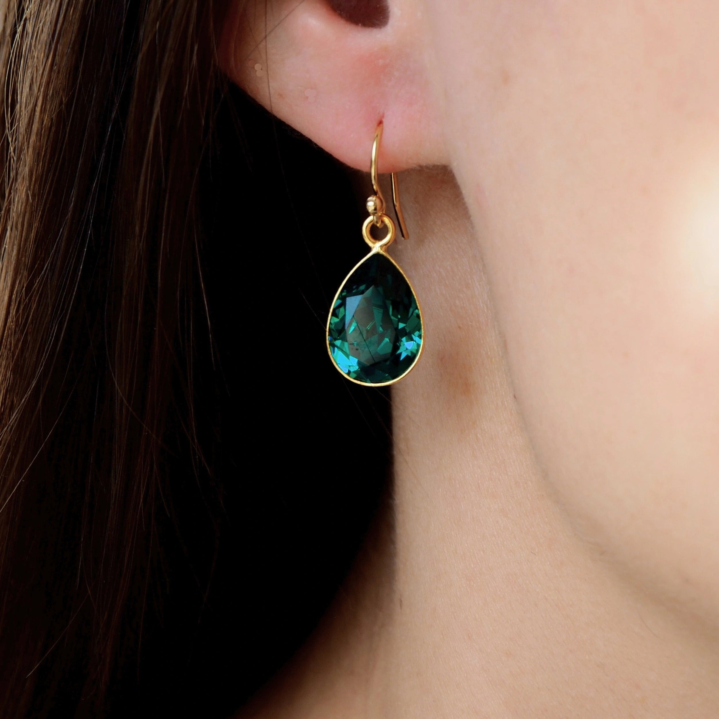 Oorbellen swarovski drupppels emerald groen