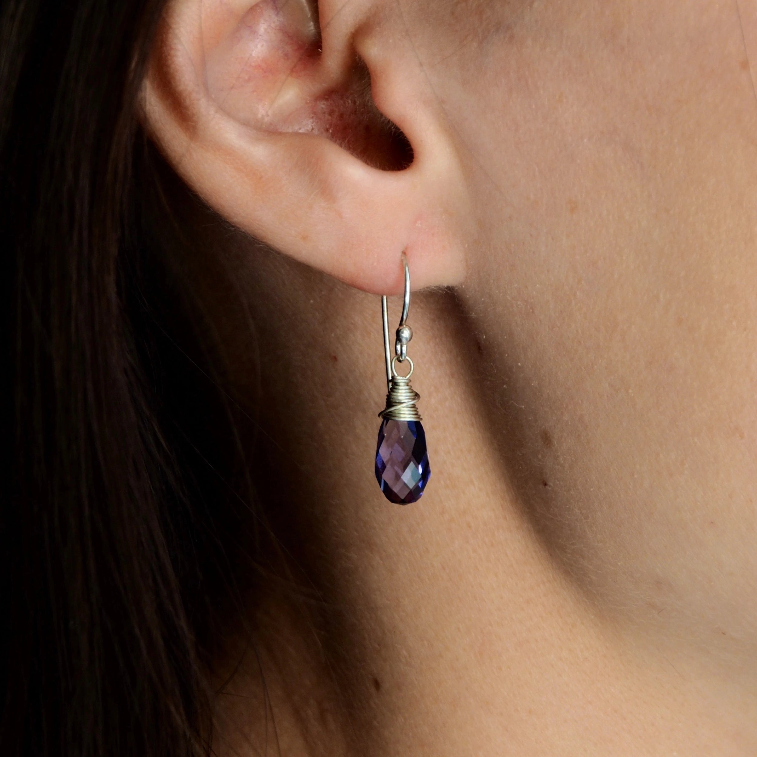 Oorbellen swarovski paarse druppels