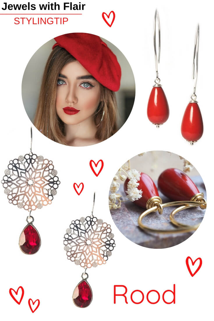 Handgemaakte sieraden in rood tinten