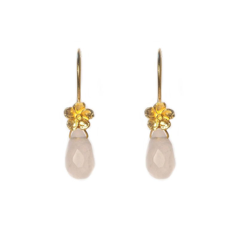 Bloemoorbellen facet geslepen rozenkwarts - Jewels with Flair