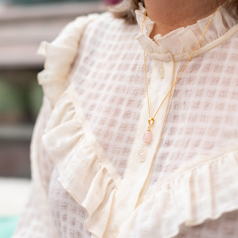 Ketting rozenkwarts hanger