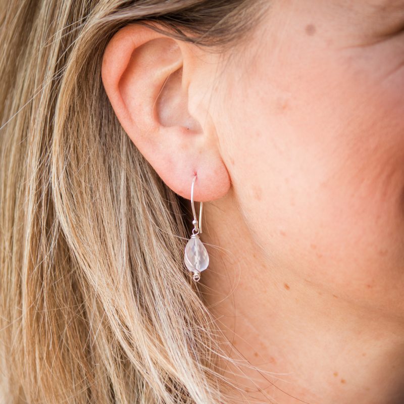 oorbellen rozenkwarts druppels