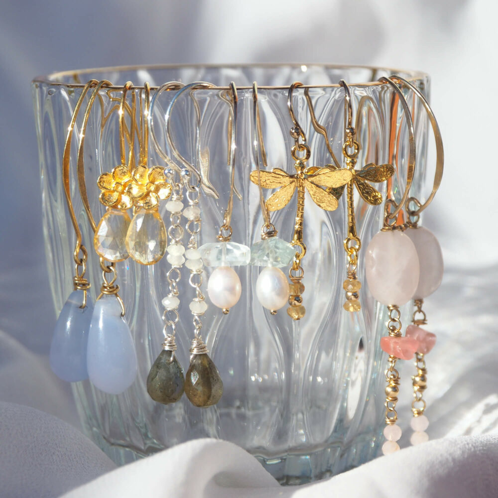 oorbellen citrien en libellen