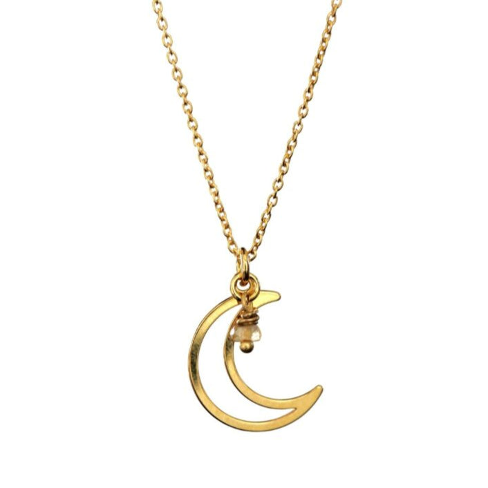 halsketting et bedel van maan en citrien steentje